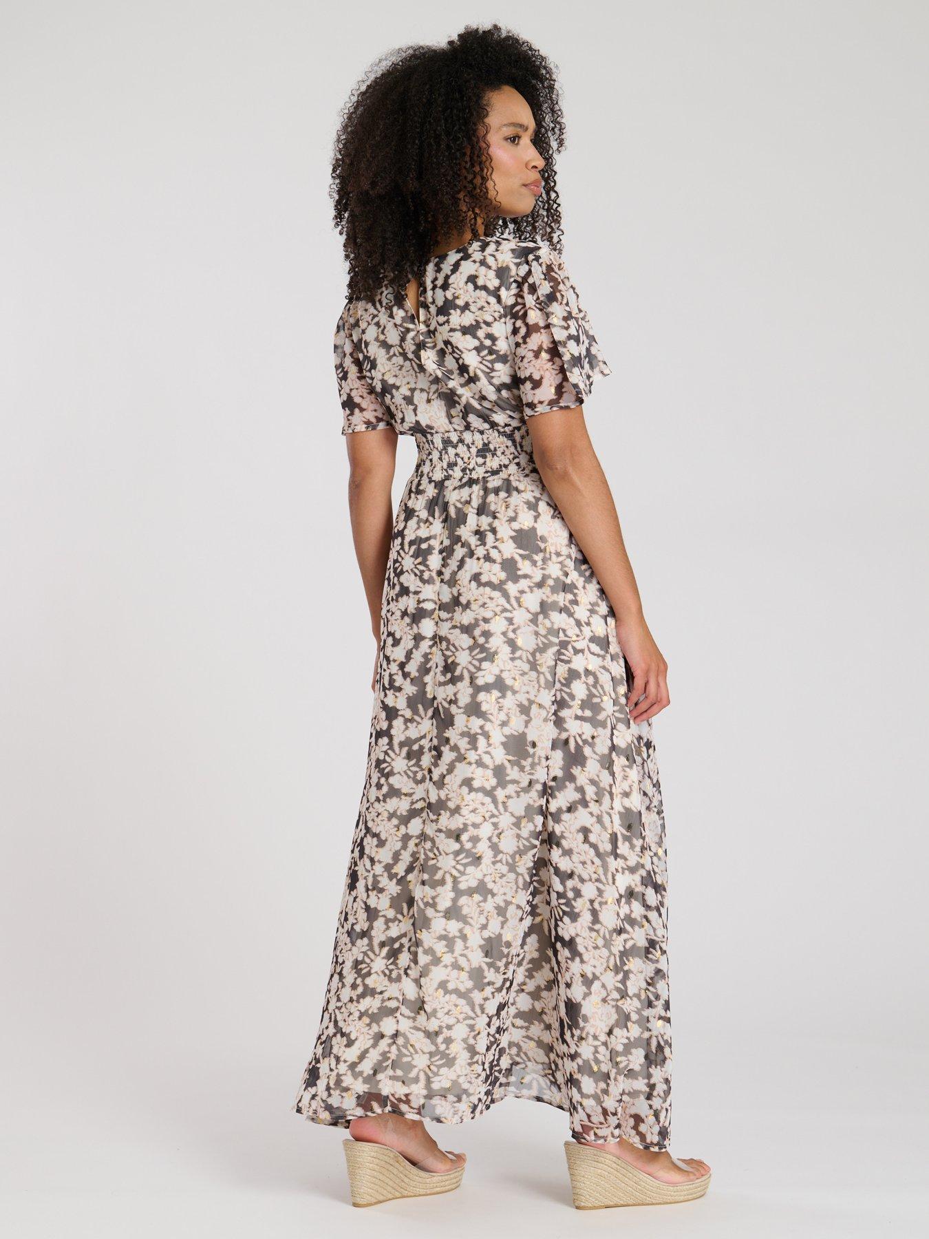 image of south-beach-printed-chiffon-button-detail-midi-dress-multi