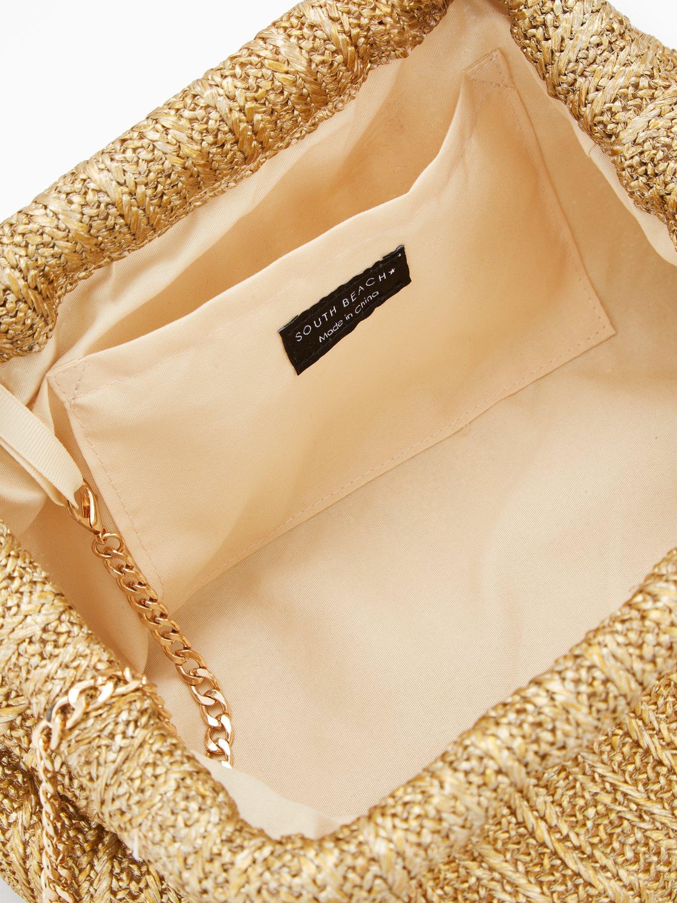  image of south-beach-metallic-dumpling-clutch-gold