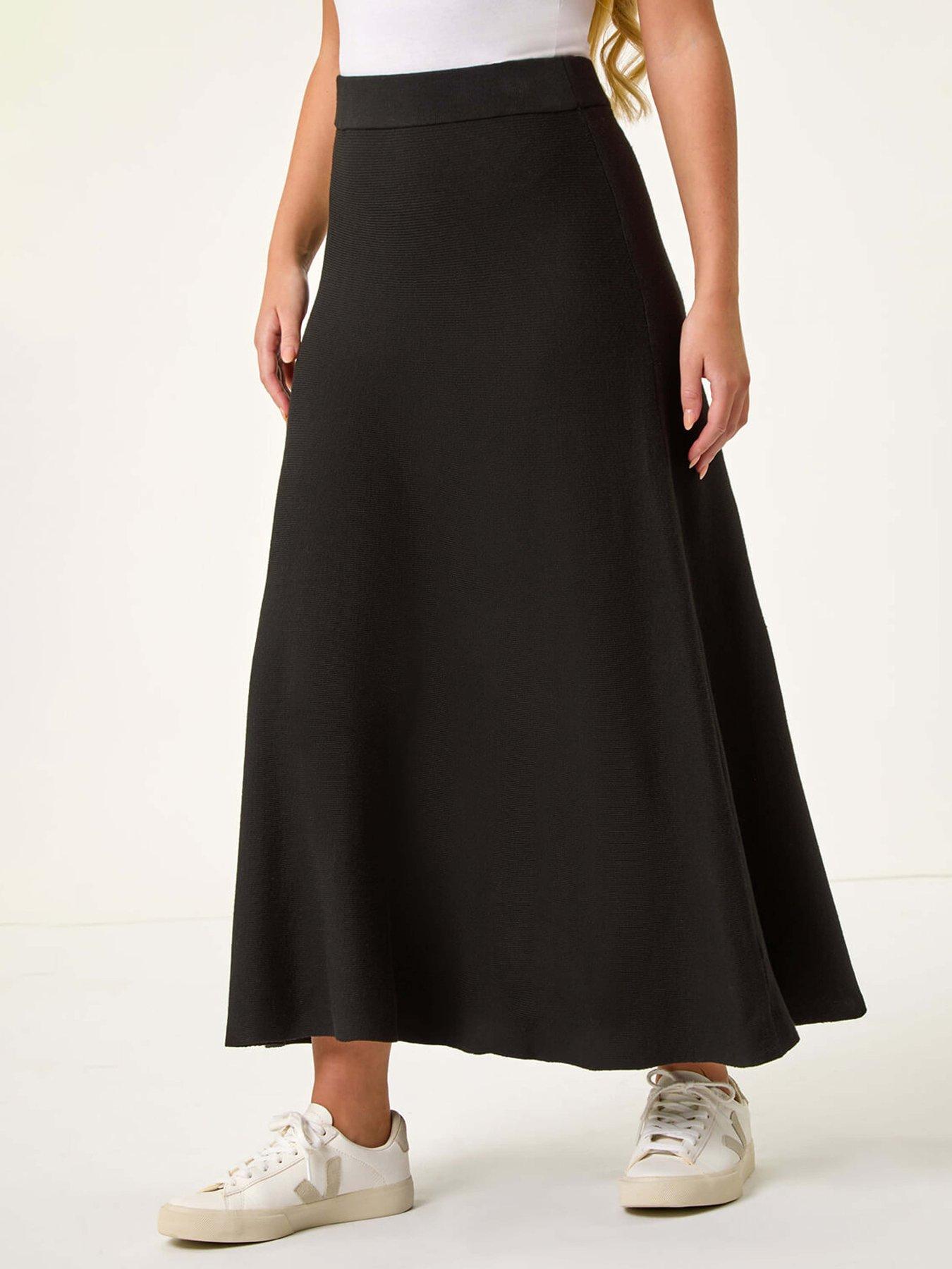 undefined Petite Stretch Knitted Midi Skirt - Black