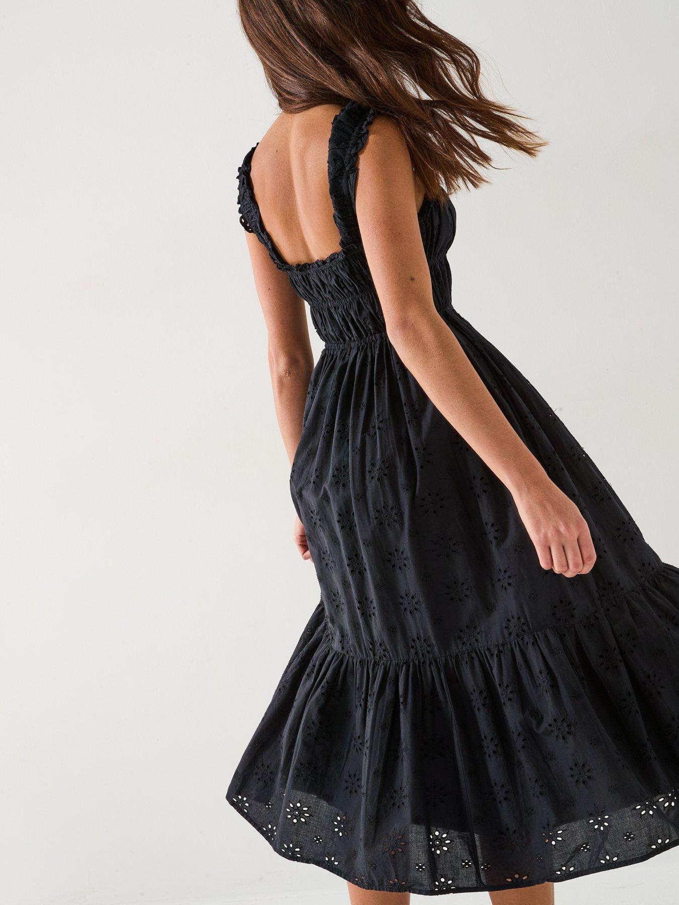  image of levis-amaya-tiered-midi-dress-anthracite-night
