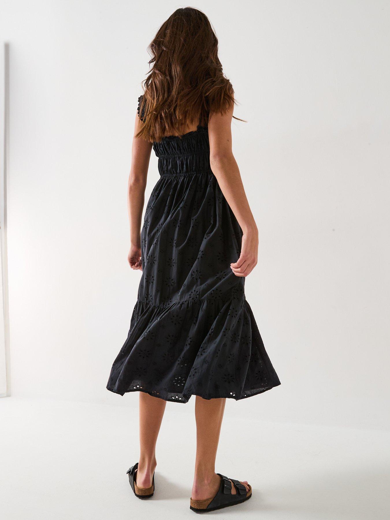  image of levis-amaya-tiered-midi-dress-anthracite-night