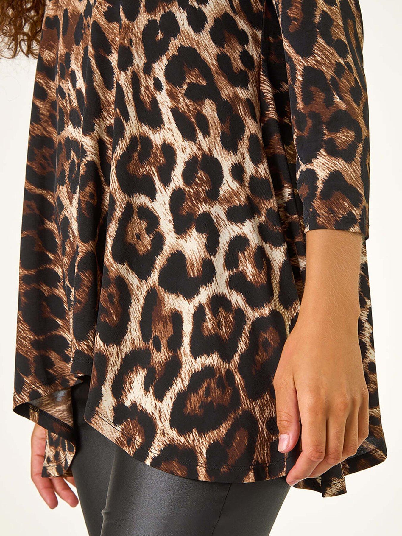  image of roman-stretch-textured-animal-print-tunic-beige