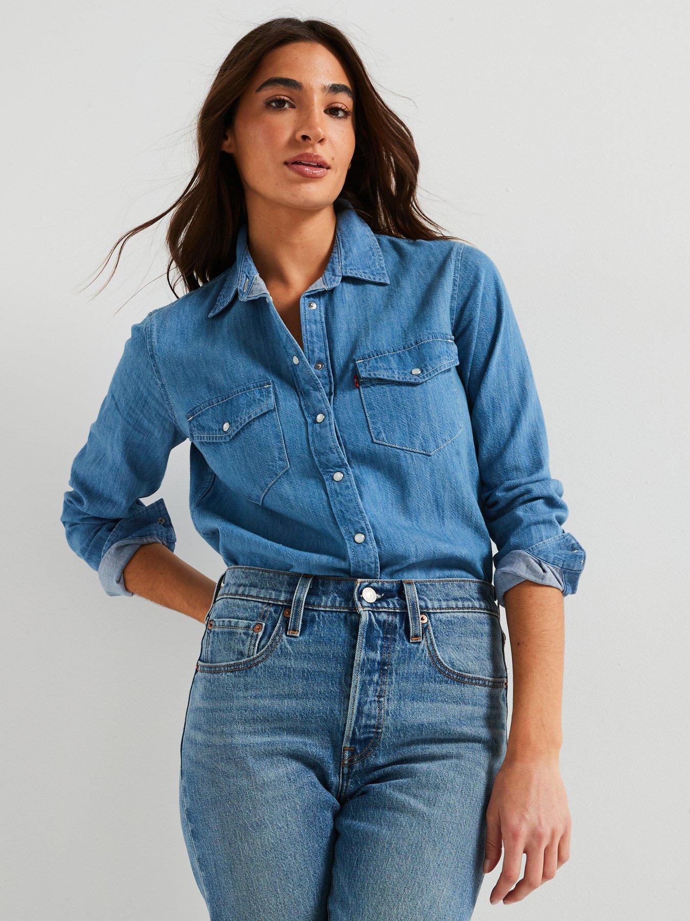  image of levis-iconic-western-linen-denim-shirt-blue