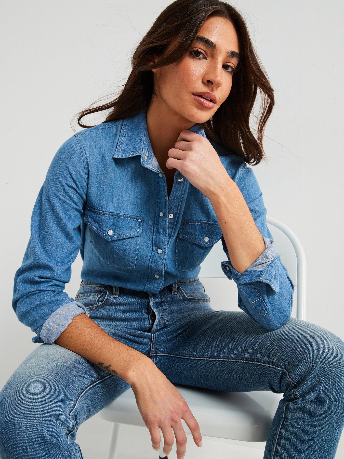 image of levis-iconic-western-linen-denim-shirt-blue