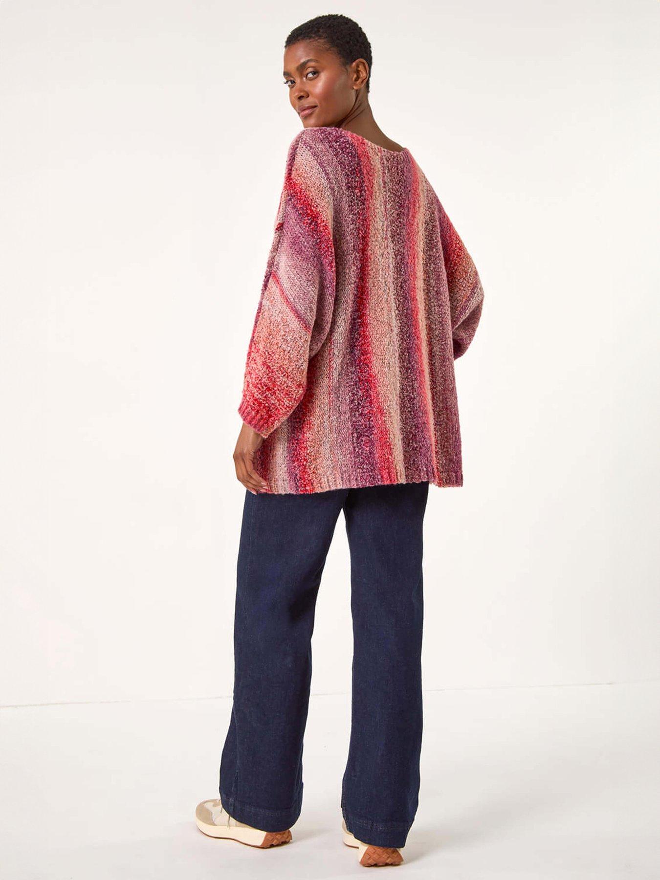  image of roman-slash-neck-boucle-knit-jumper-pink