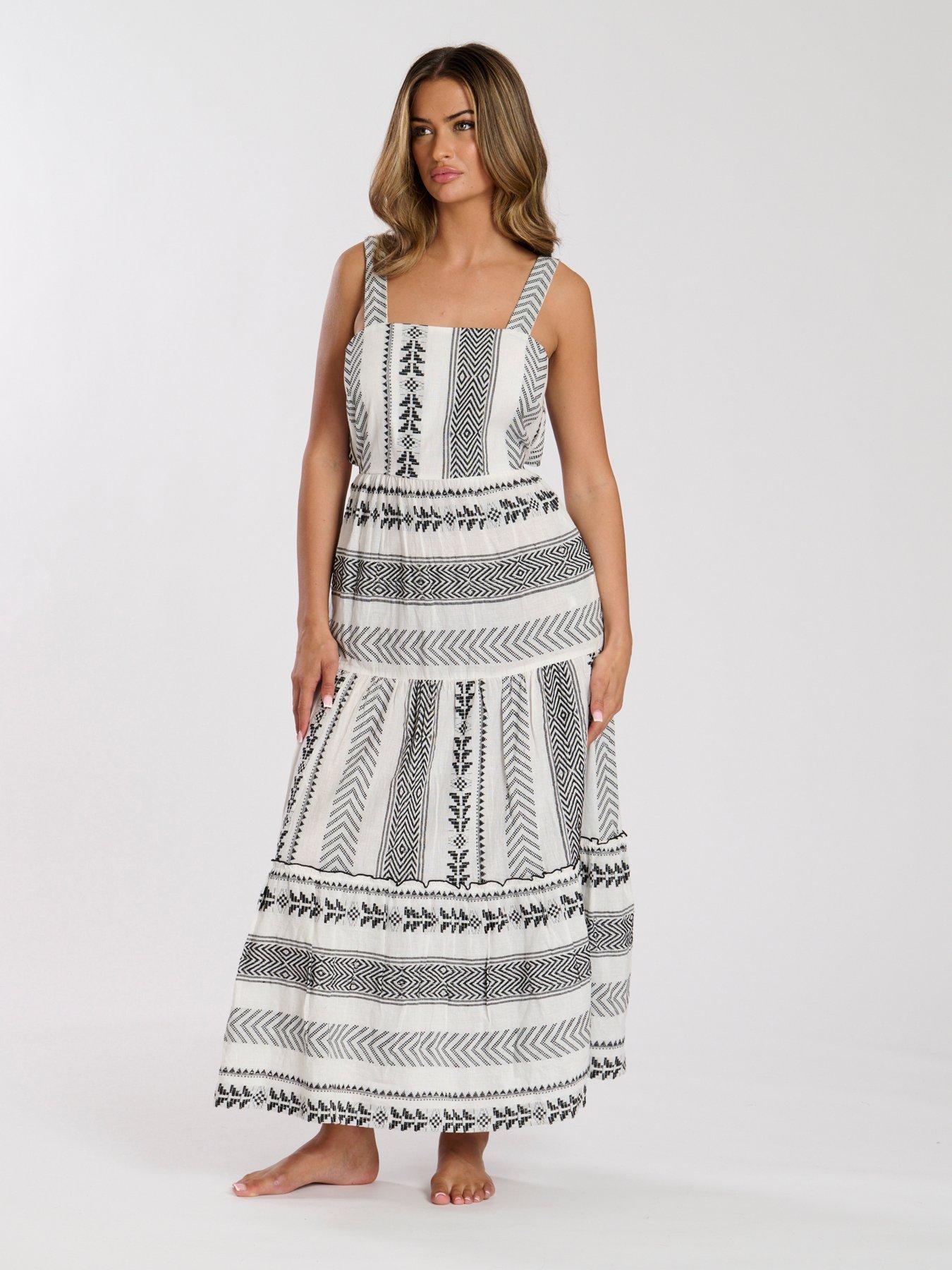 South Beach Jacquard Square Neck Maxi Dress - Multi