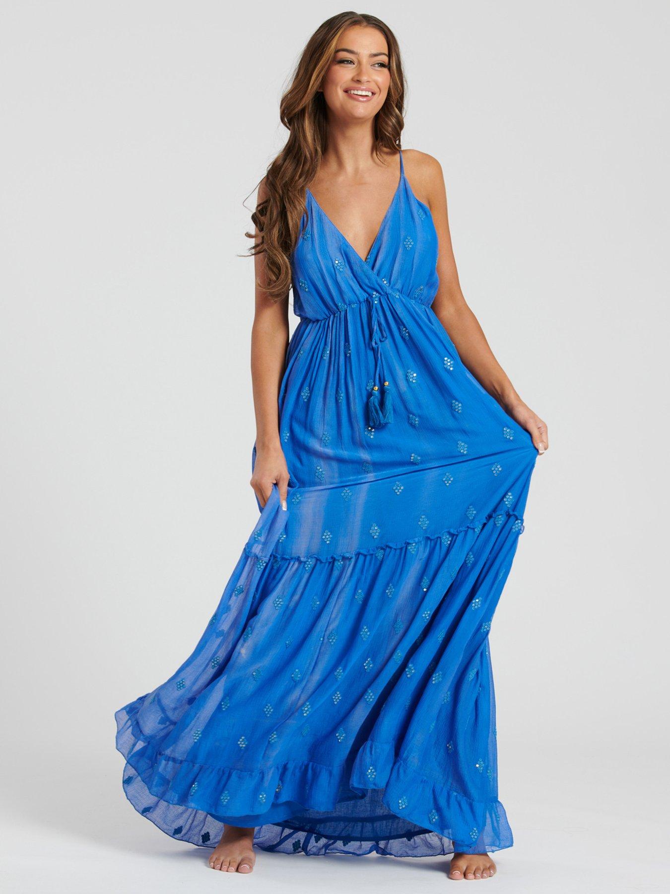  image of south-beach-sequin-detail-cami-maxi-dress-blue