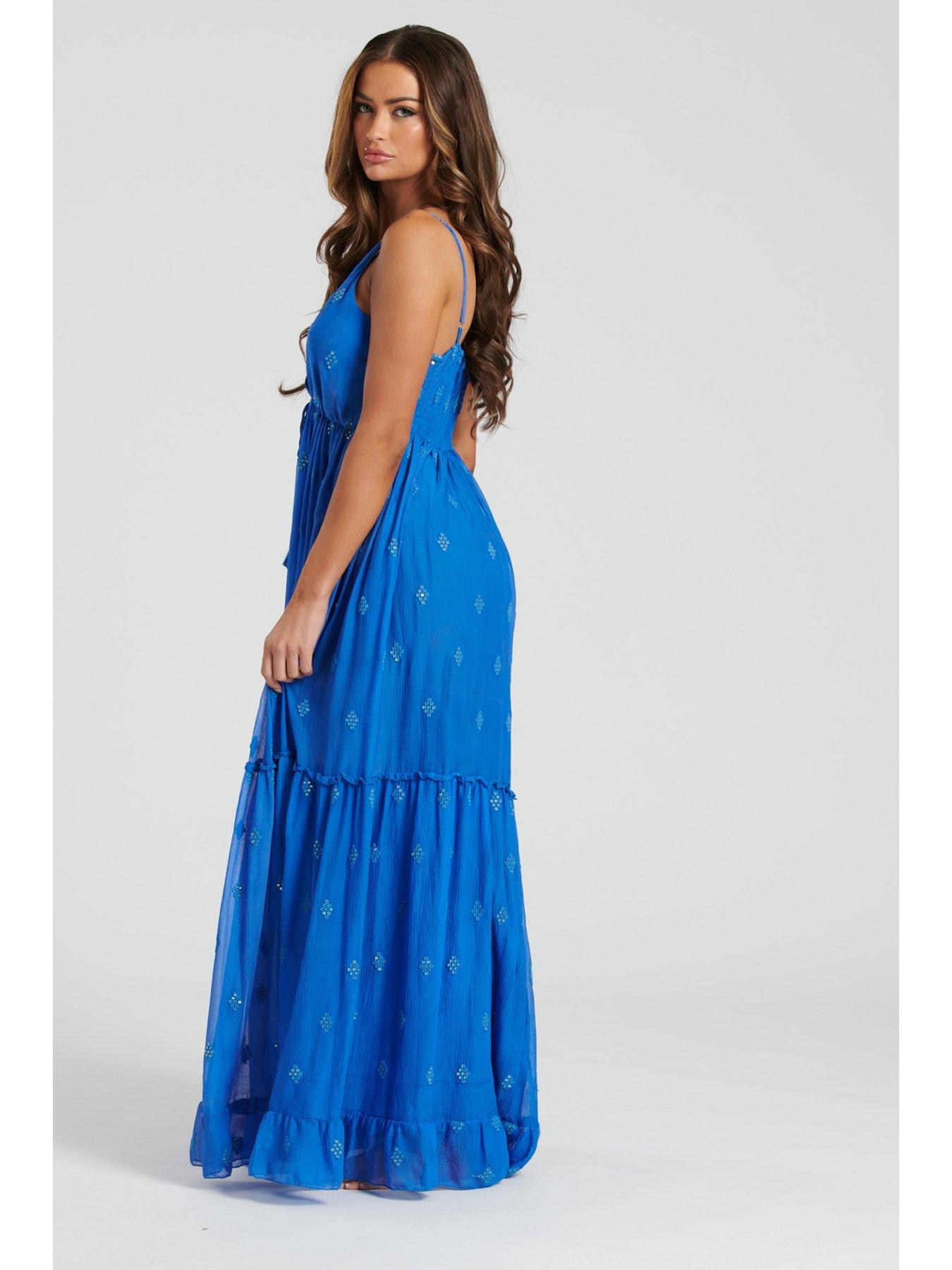  image of south-beach-sequin-detail-cami-maxi-dress-blue