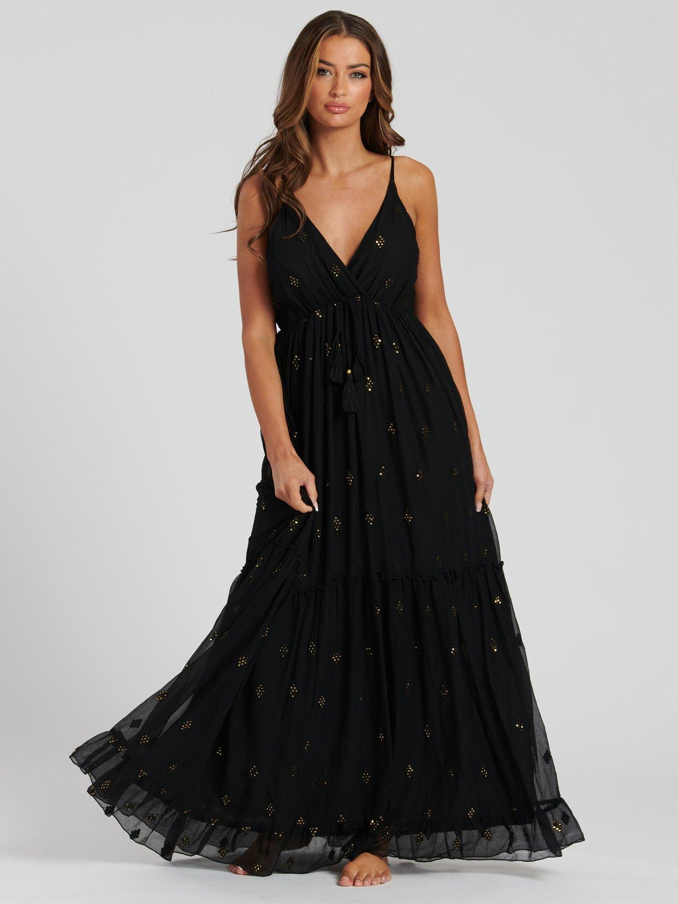  image of south-beach-sequin-detail-cami-maxi-dress-black