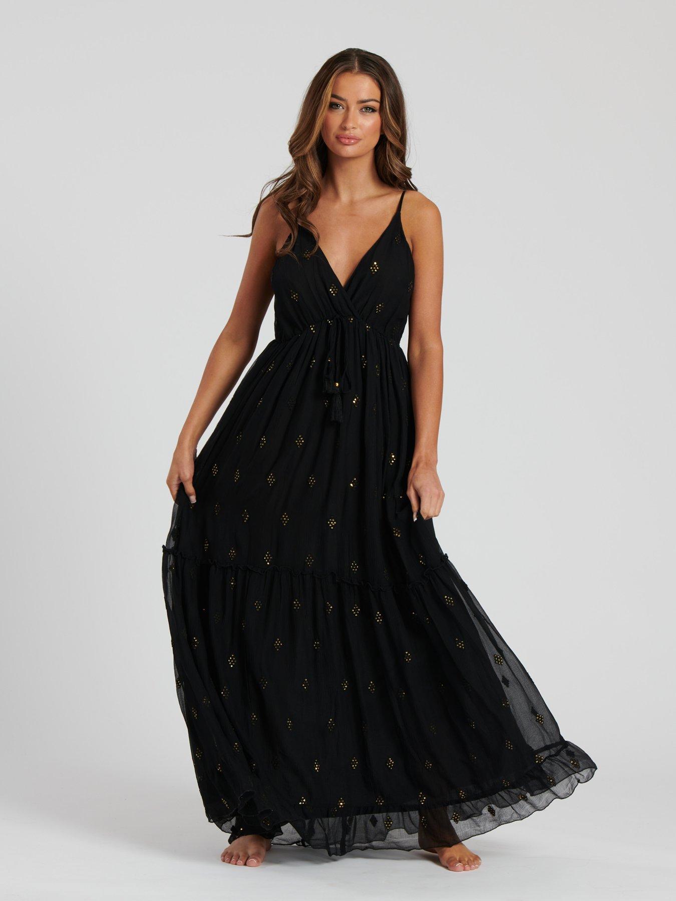  image of south-beach-sequin-detail-cami-maxi-dress-black
