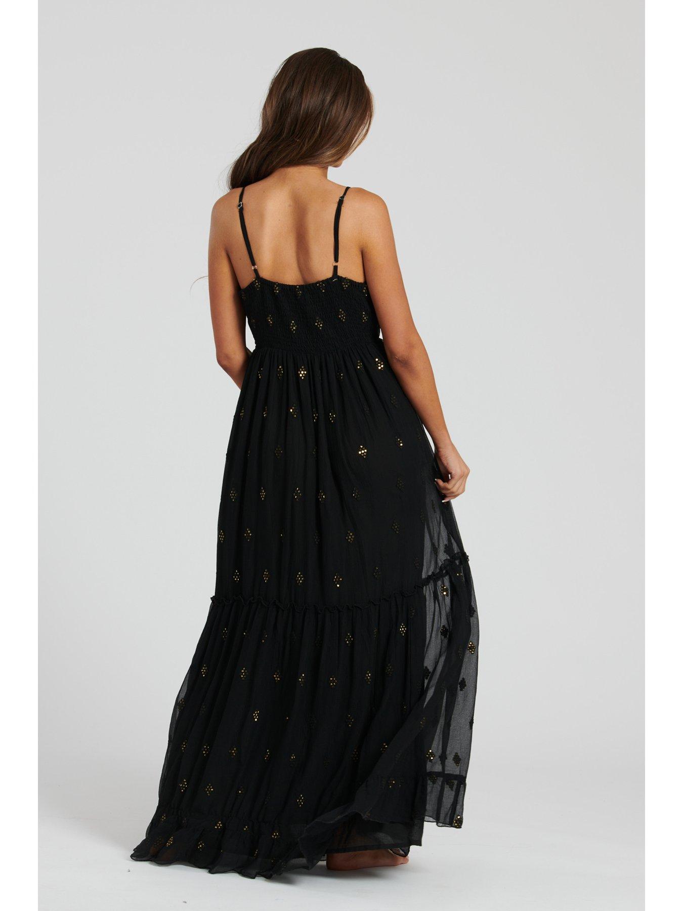  image of south-beach-sequin-detail-cami-maxi-dress-black