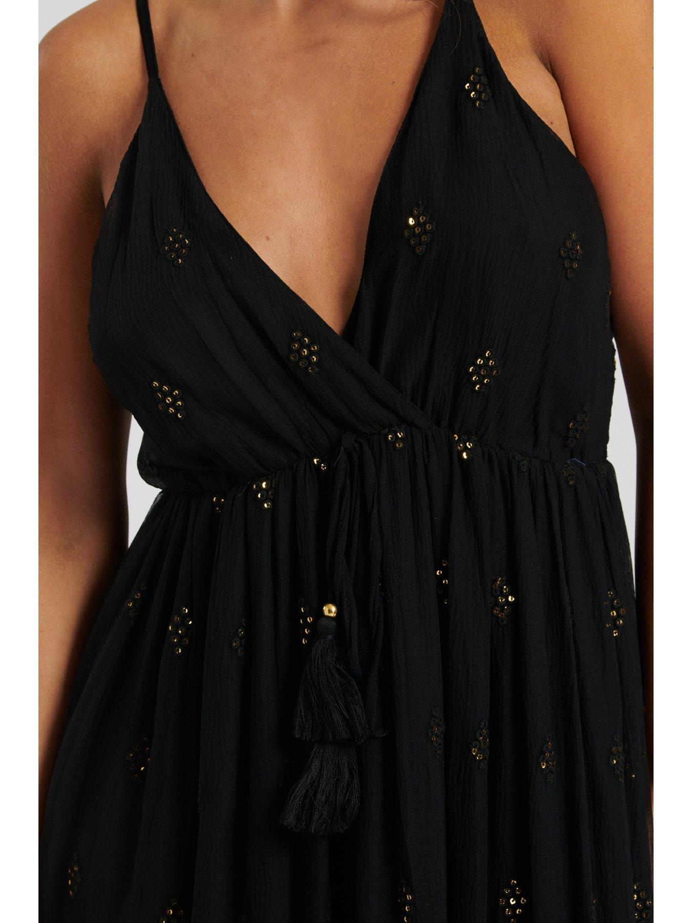  image of south-beach-sequin-detail-cami-maxi-dress-black