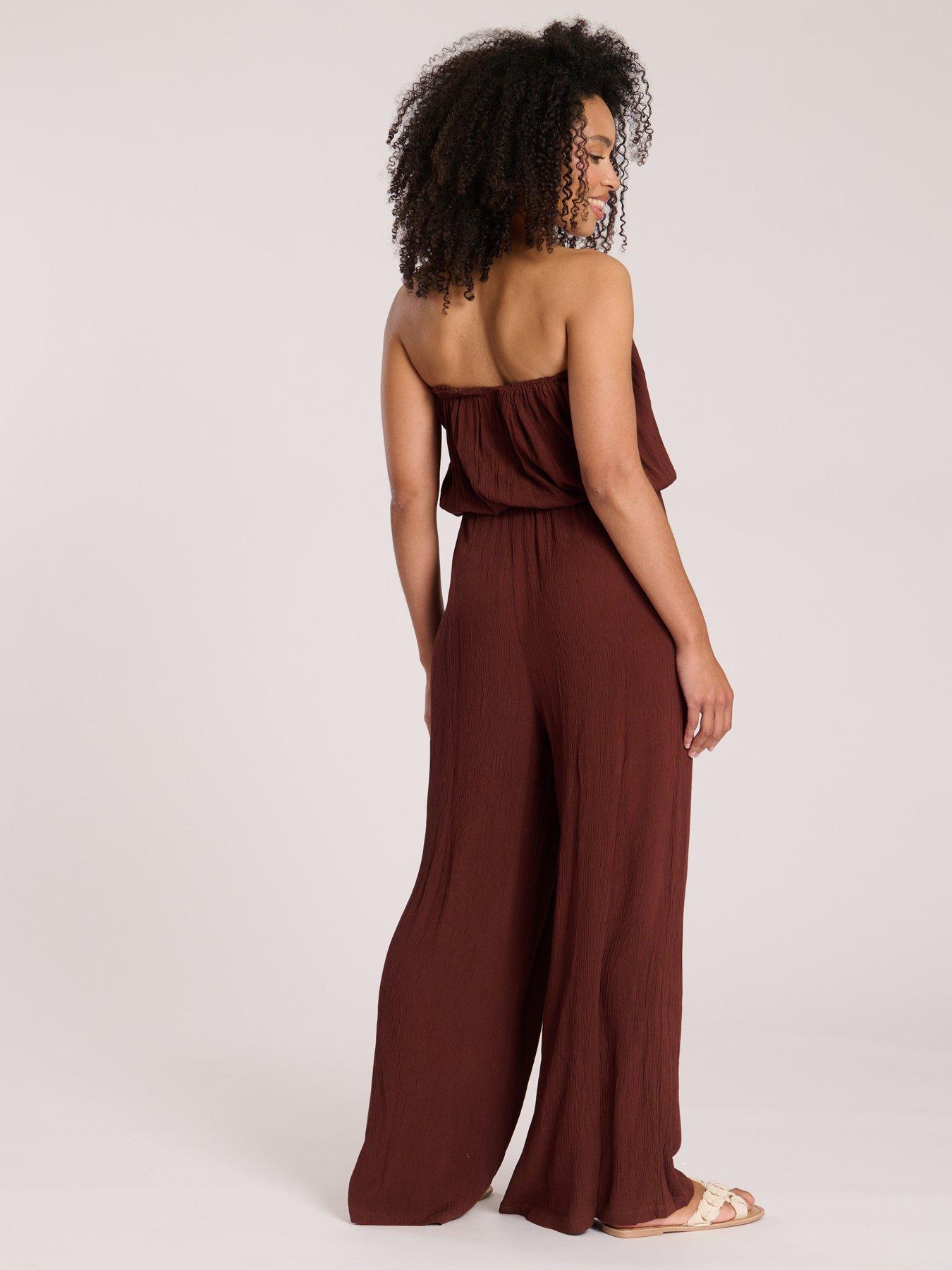  image of south-beach-crinkle-viscose-strapless-jumpsuit