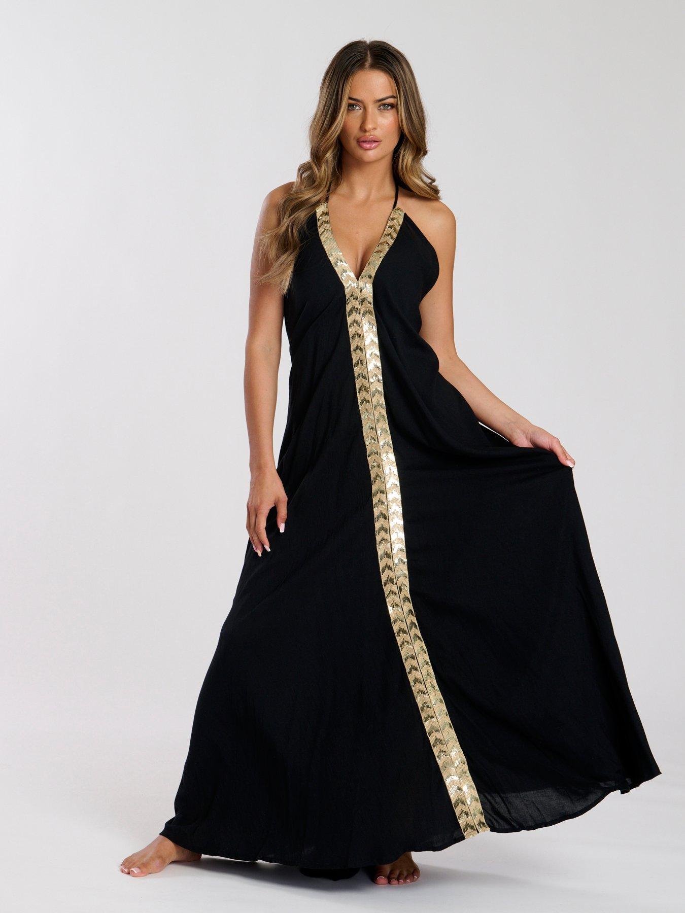 south-beach-v-neck-sequin-detail-halter-maxi-dress-black