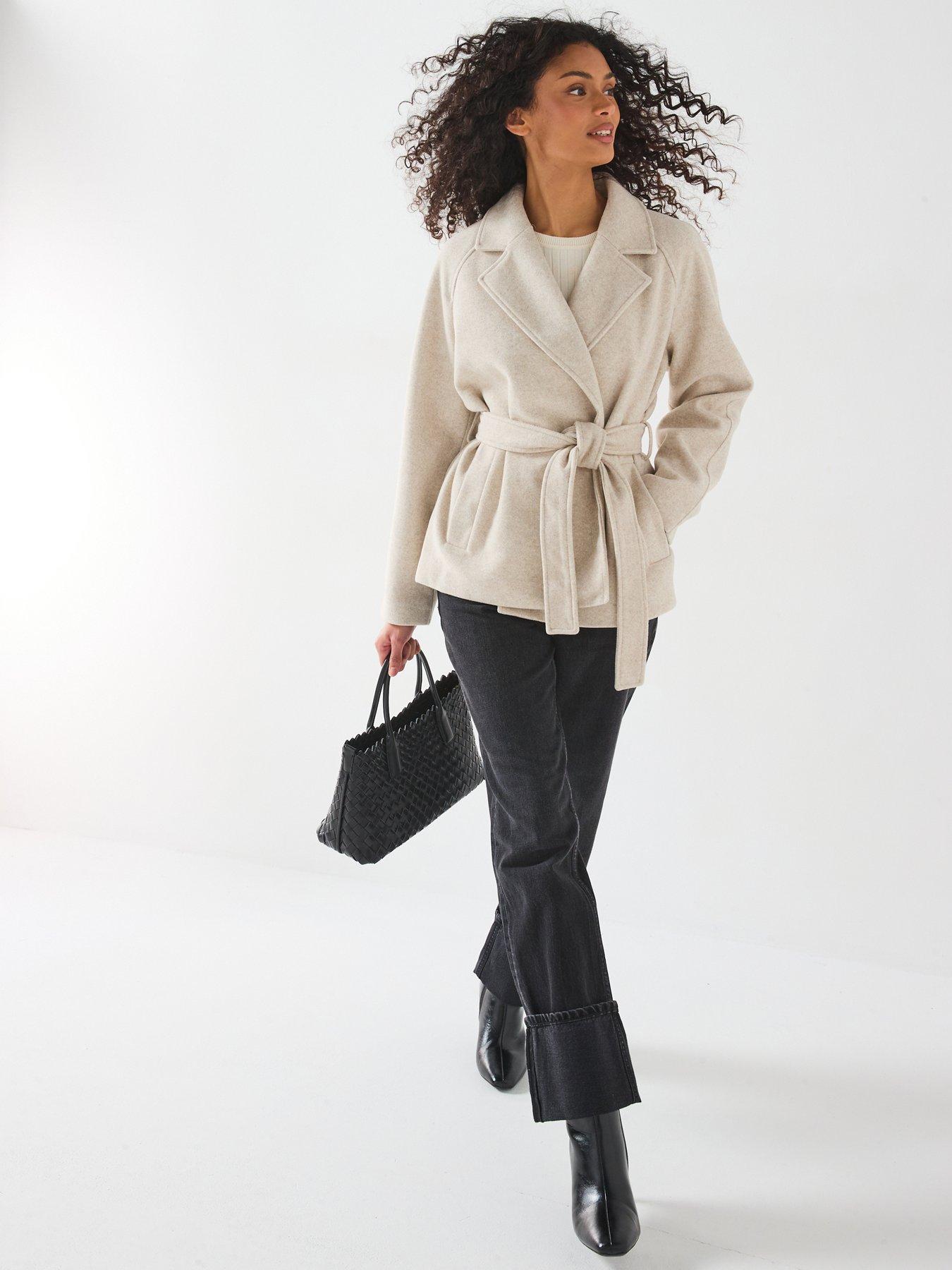 undefined Short Wrap Jacket - Beige