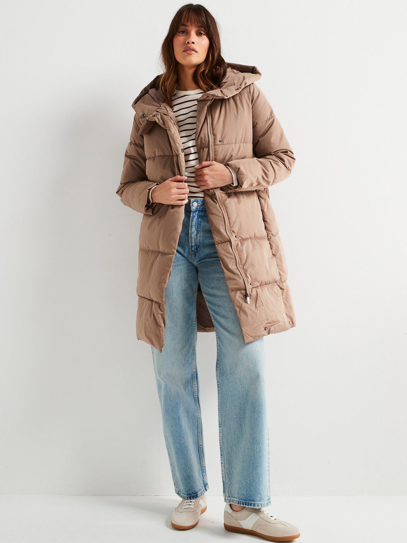 undefined Padded Longline Coat - Beige