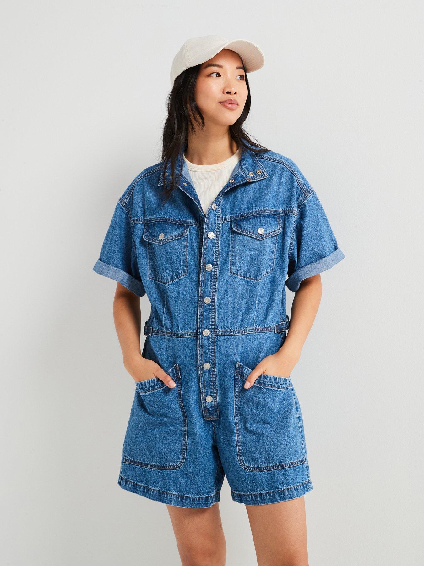 Image 1 of 6 of Levi's Short-sleeve Surplus Romper - Blue Joke