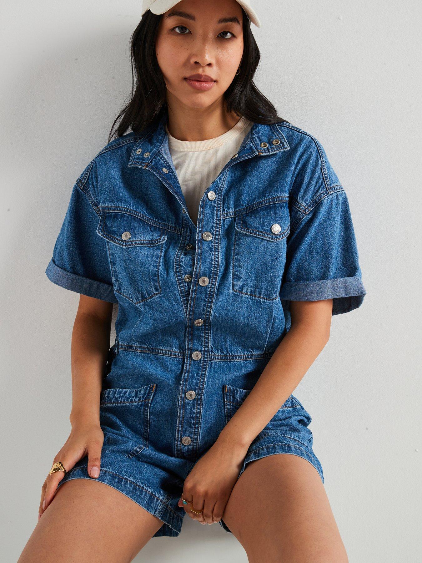 Image 5 of 6 of Levi's Short-sleeve Surplus Romper - Blue Joke
