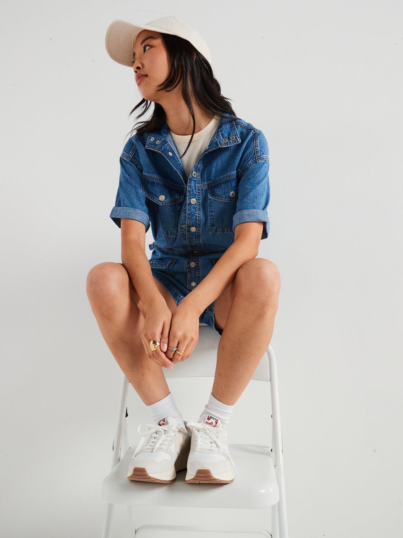 Image 6 of 6 of Levi's Short-sleeve Surplus Romper - Blue Joke