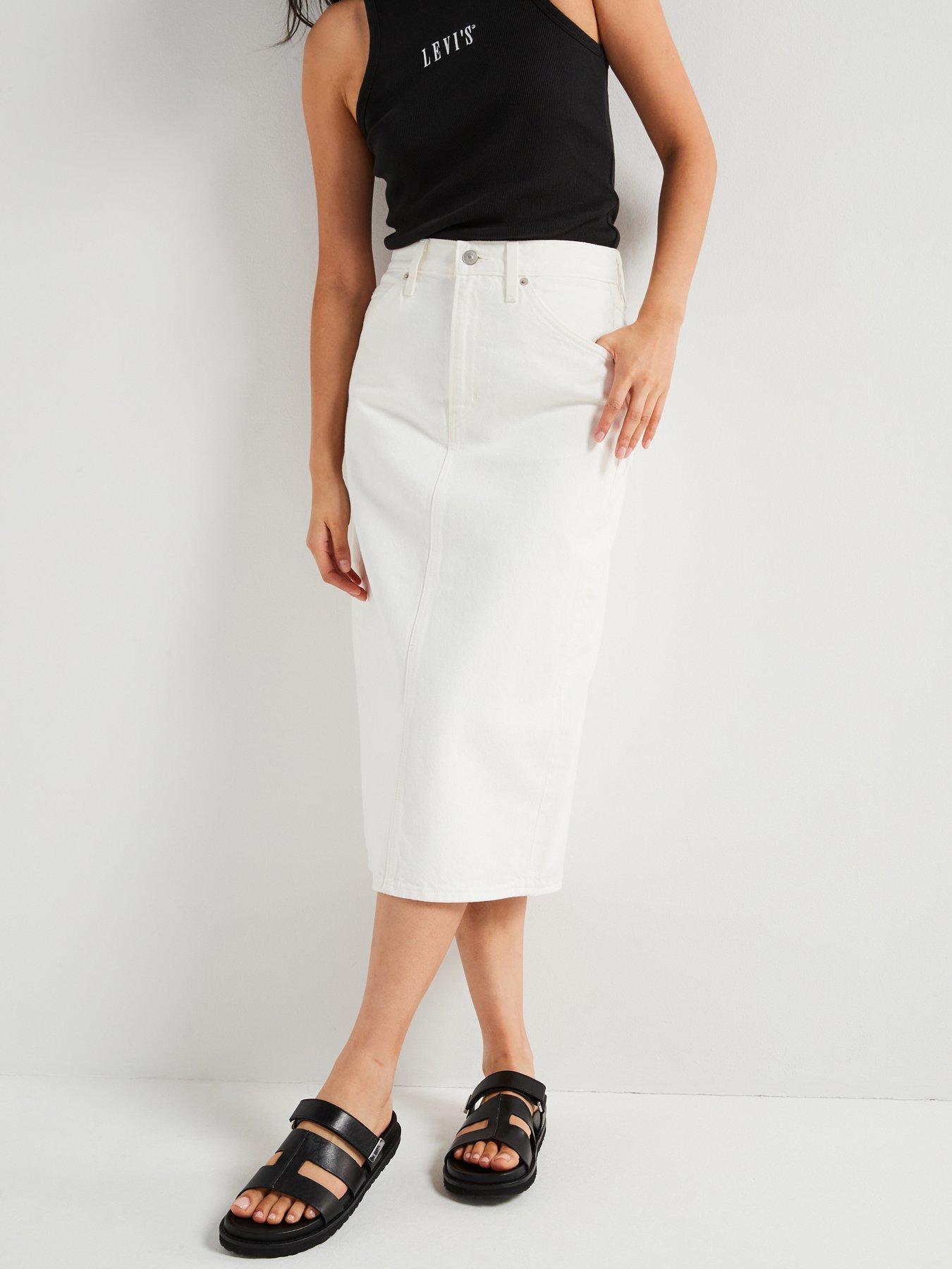  image of levis-high-rise-slit-skirt-snowing-in-la-white