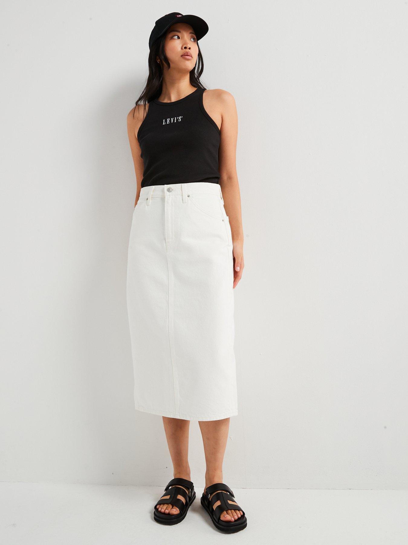  image of levis-high-rise-slit-skirt-snowing-in-la-white