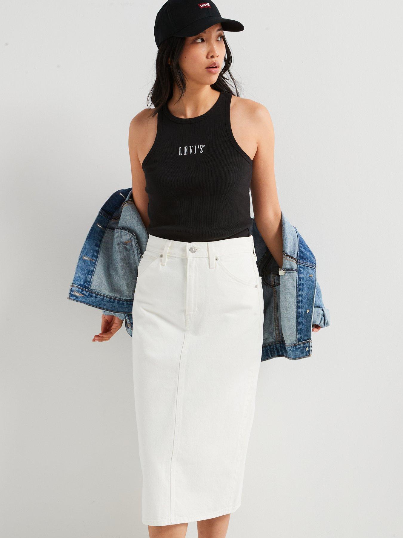  image of levis-high-rise-slit-skirt-snowing-in-la-white