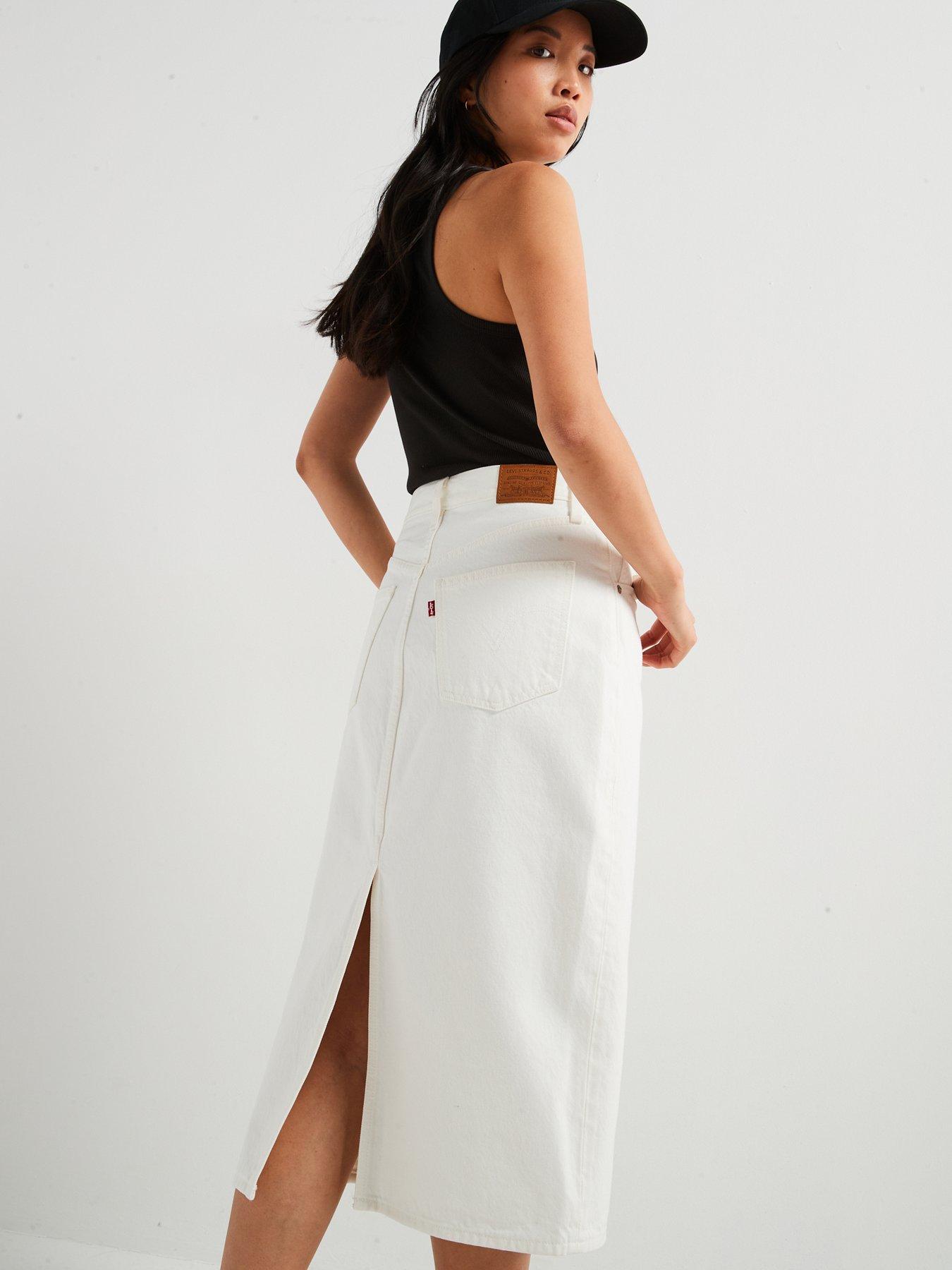  image of levis-high-rise-slit-skirt-snowing-in-la-white