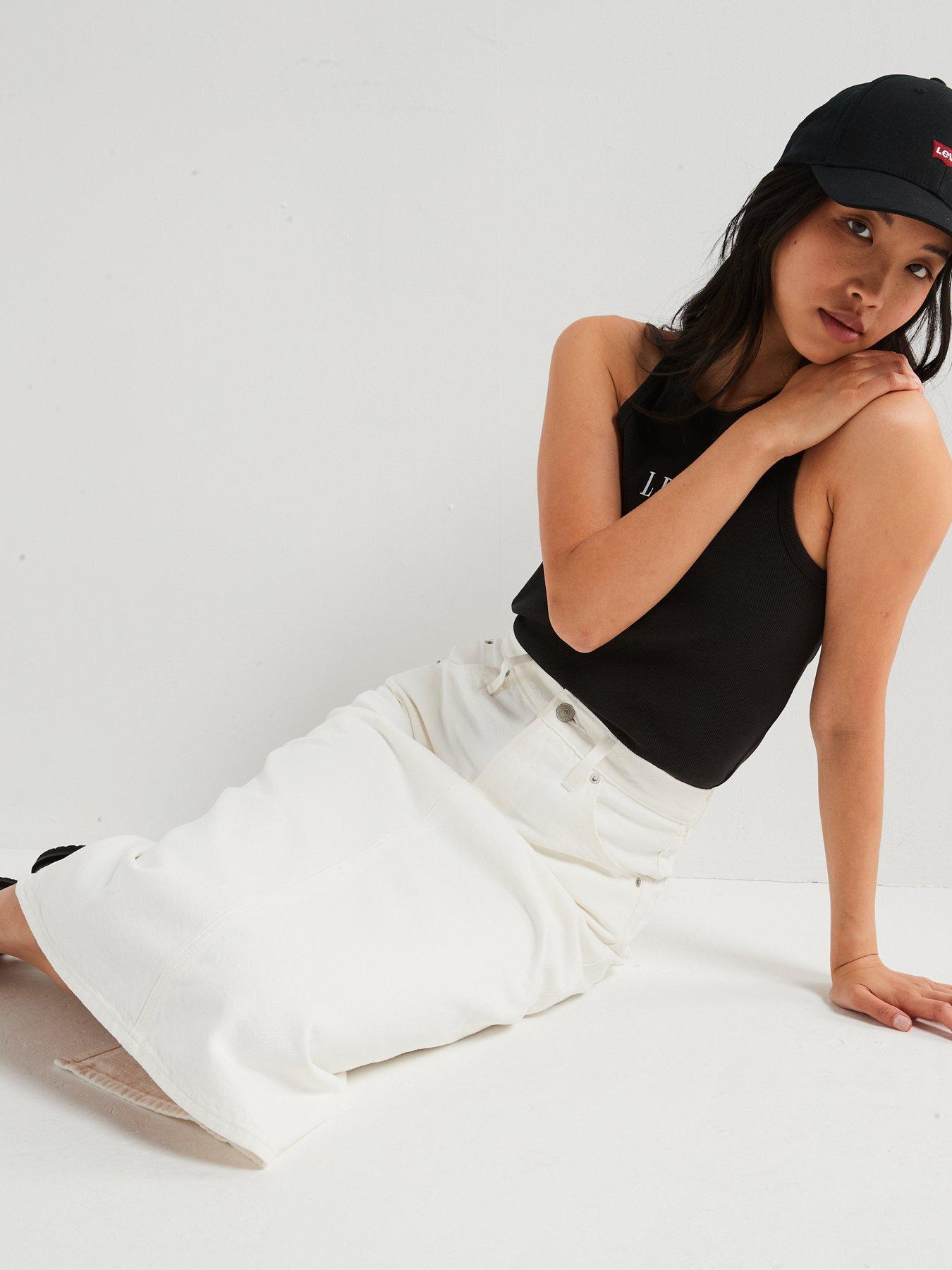  image of levis-high-rise-slit-skirt-snowing-in-la-white