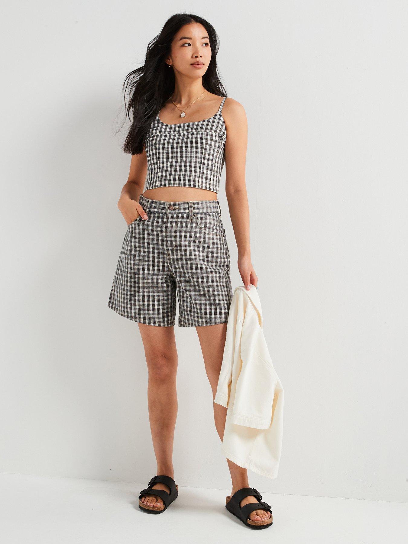 undefined High-rise Baggy Shorts - Milo Plaid Short - Khaki