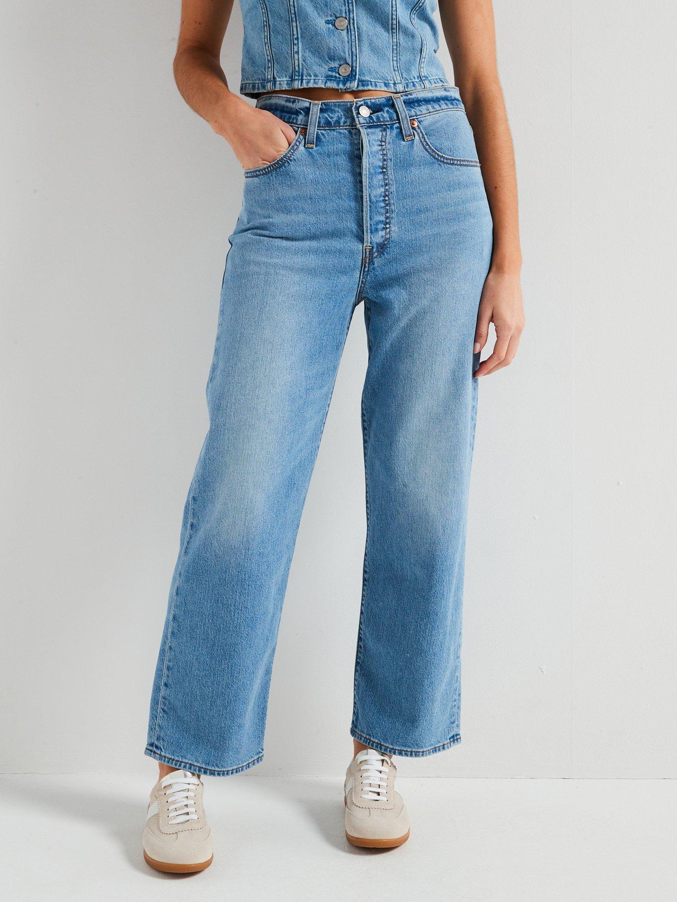 Levi's Ribcage Straight Ankle Cotton Linen Jeans - Blue