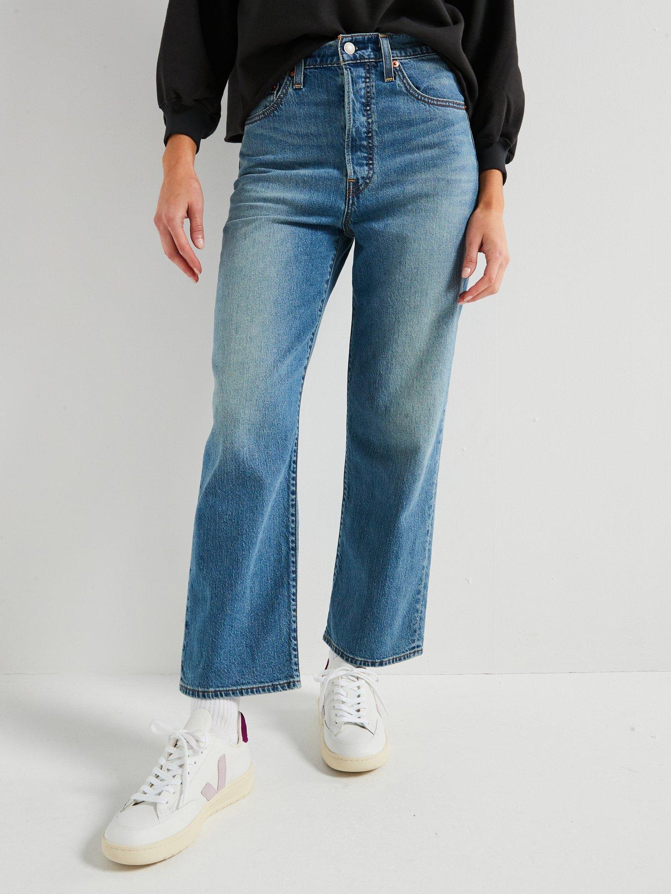 Levi's Ribcage Straight Ankle Cotton Linen Jeans - Blue