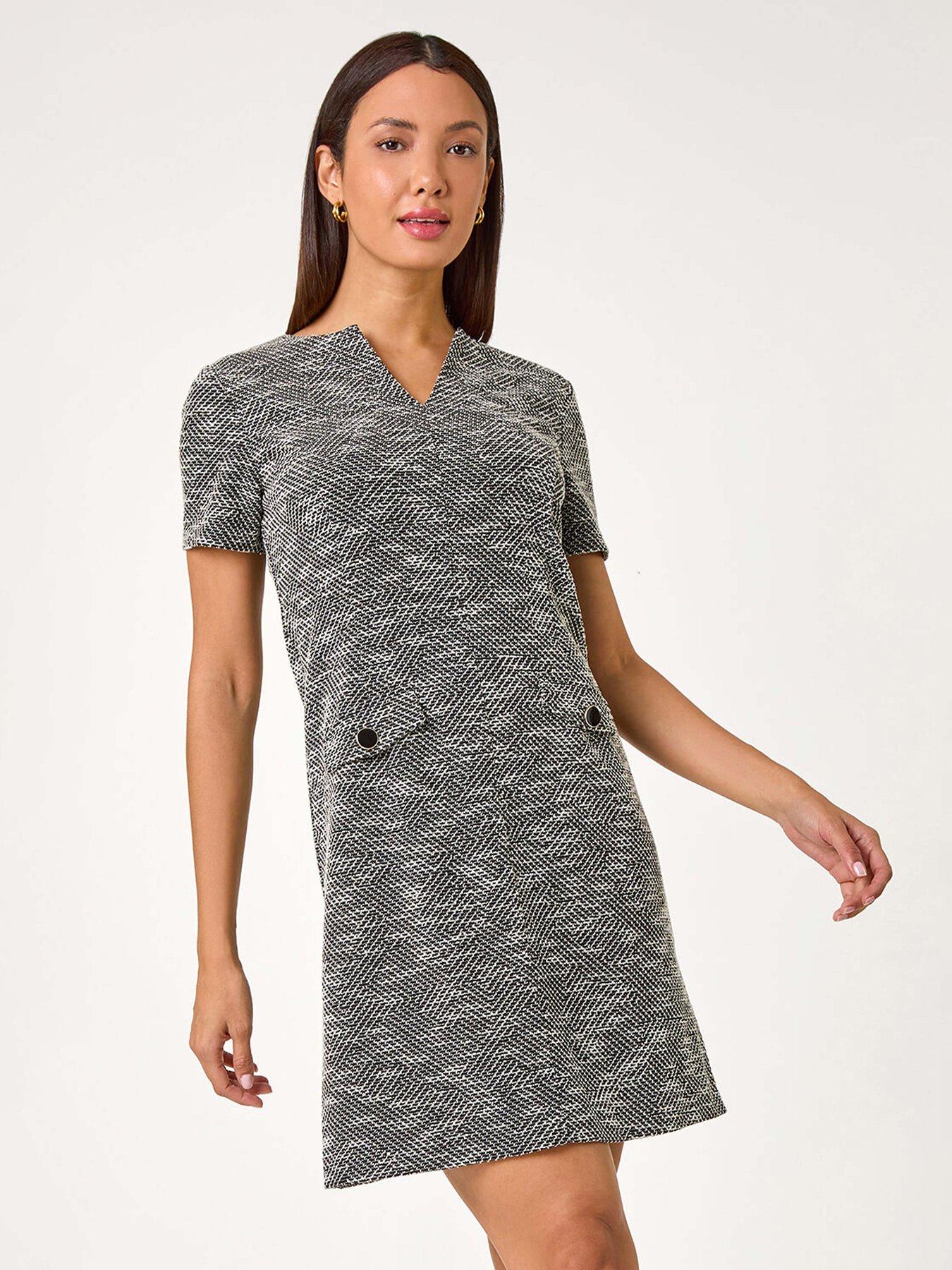 roman-textured-pocket-detail-stretch-dress-grey