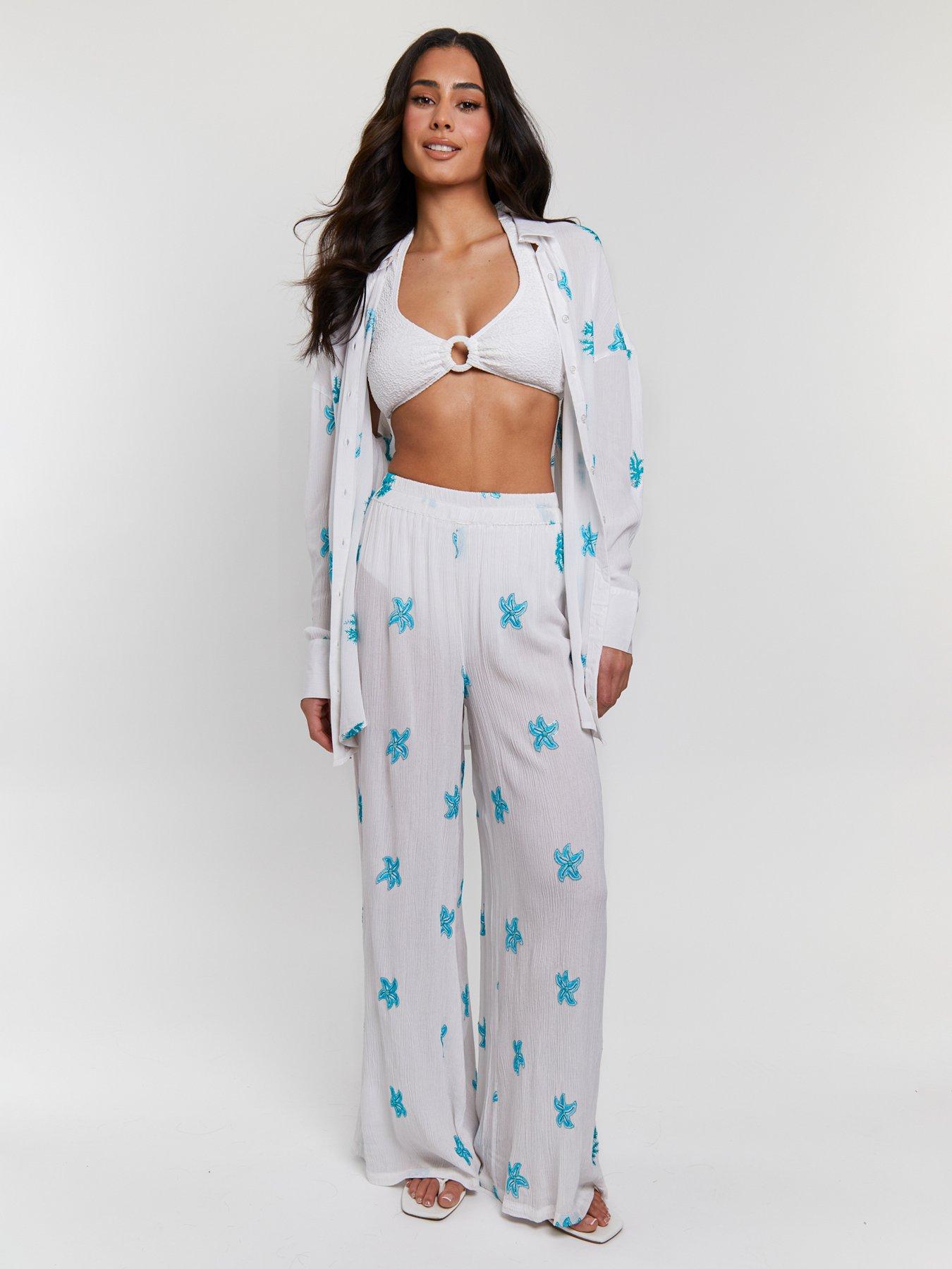 South Beach Embroidered Pant - Blue