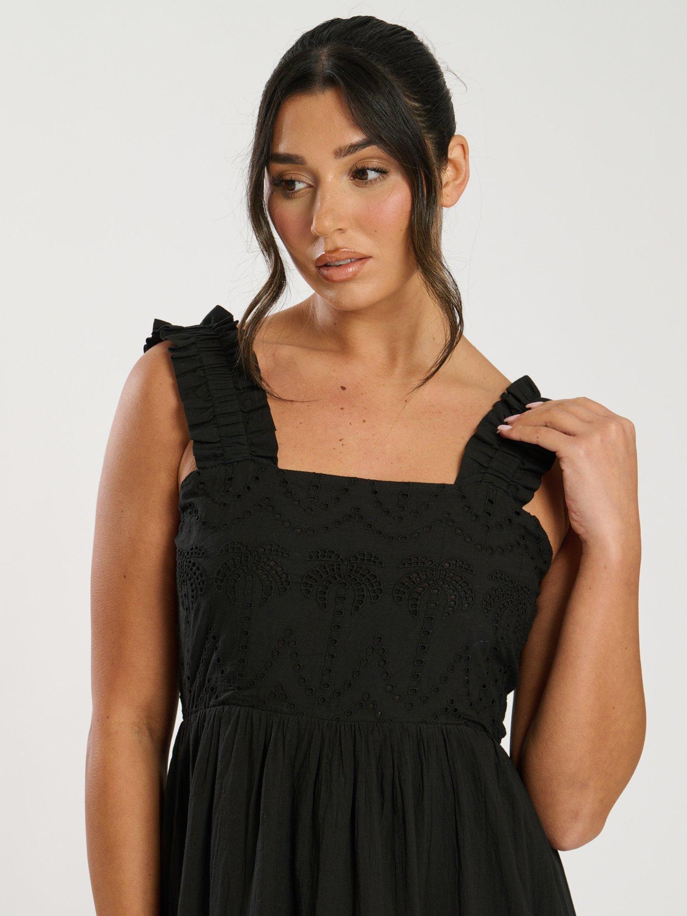  image of south-beach-palm-broderie-tie-back-maxi-dress-black