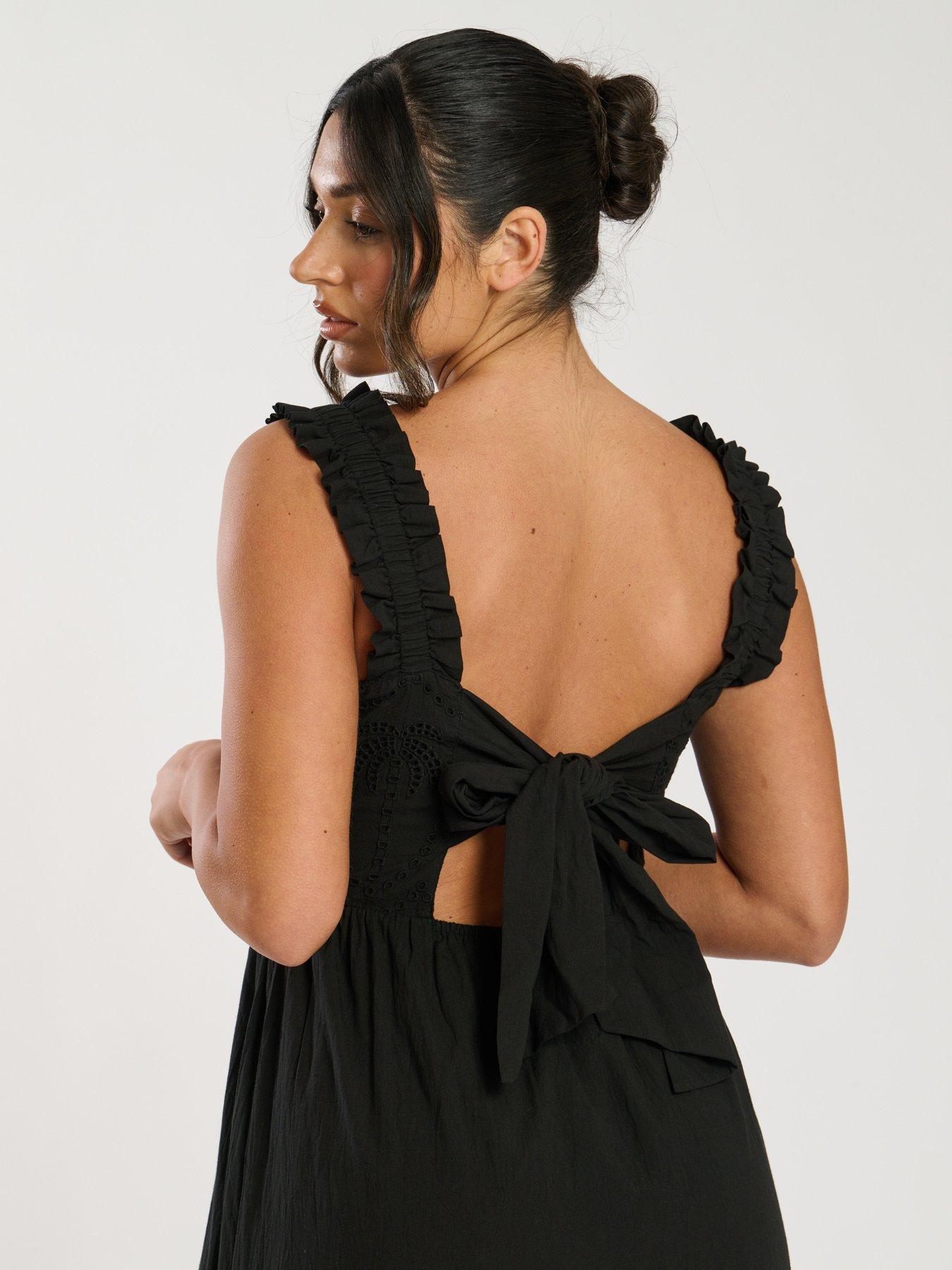  image of south-beach-palm-broderie-tie-back-maxi-dress-black