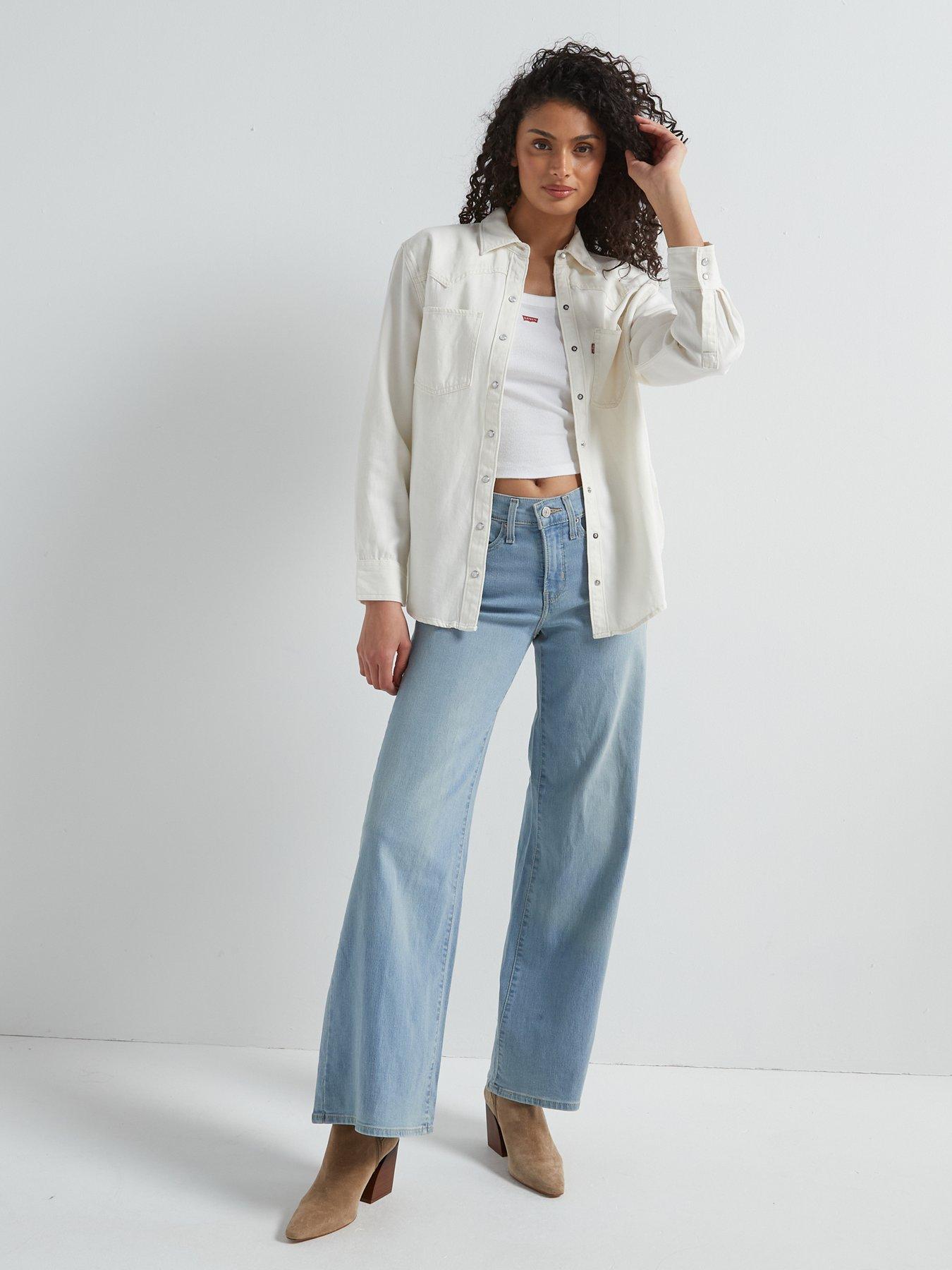 Image 3 of 6 of Levi's 318 Shaping Wide-leg Jeans - Tall Glass Of Water&nbsp;- Blue