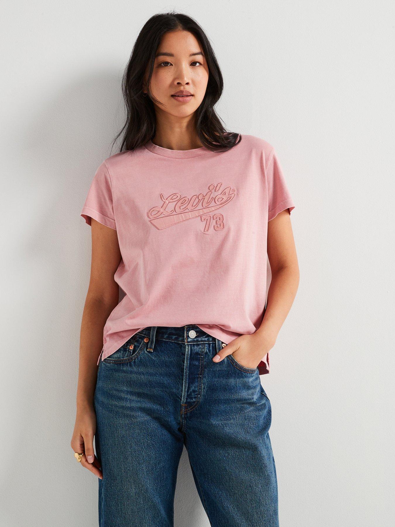 image of levis-graphic-boxy-tee-satin-script-blush-red