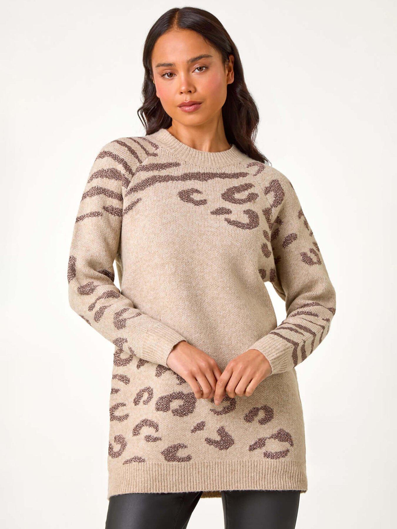 image of roman-animal-print-jumper-grey