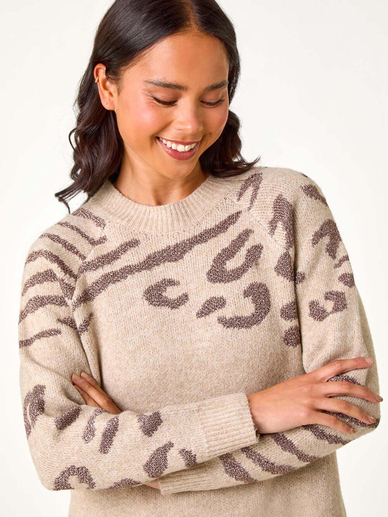  image of roman-animal-print-jumper-grey