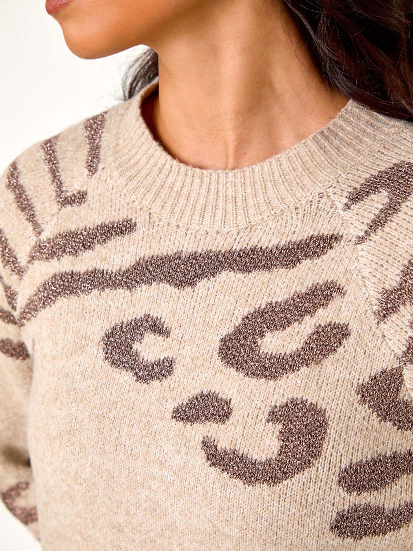 image of roman-animal-print-jumper-grey