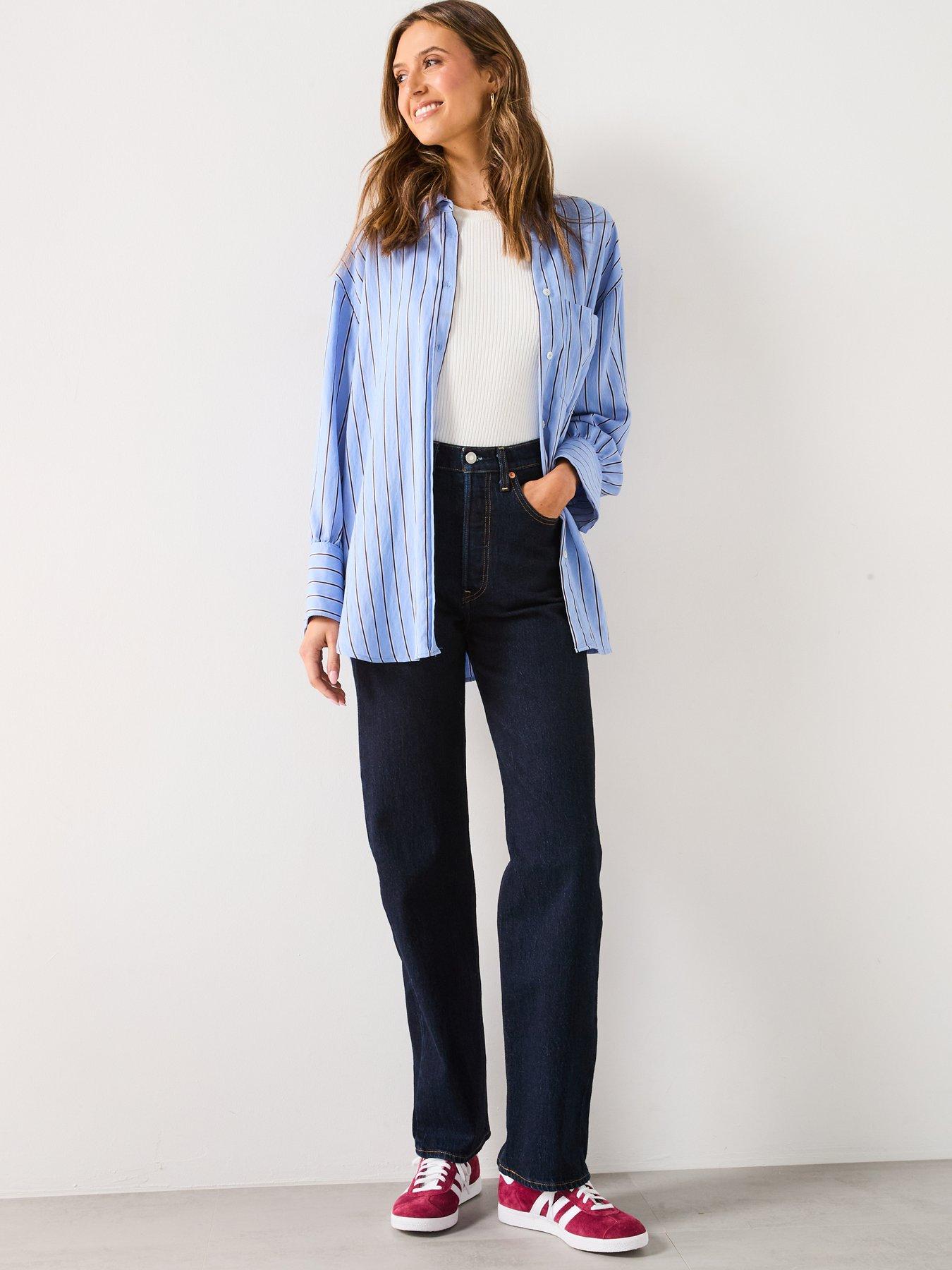  image of levis-womens-ribcage-full-length-jeans-small-course-blue