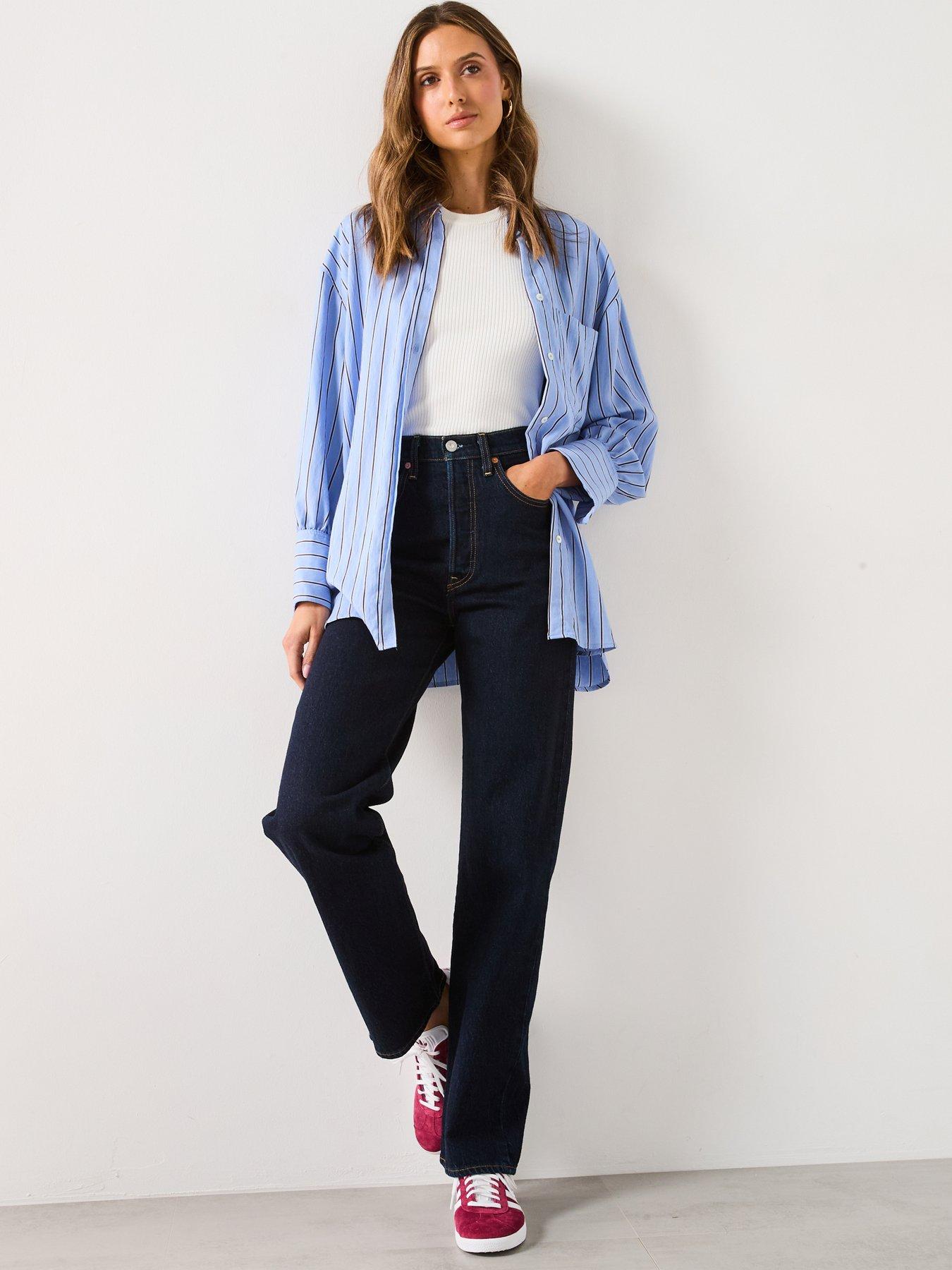  image of levis-womens-ribcage-full-length-jeans-small-course-blue