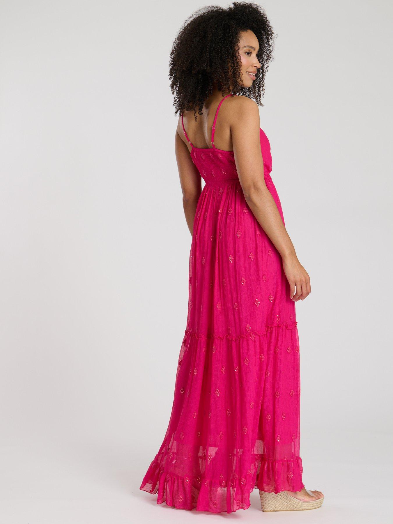 South Beach Sequin Detail Cami Maxi Dress Pink Littlewoods