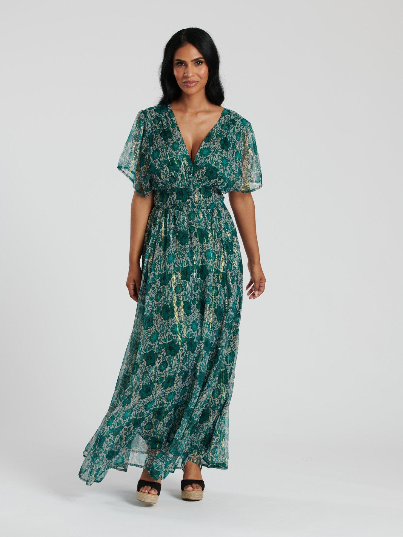 south-beach-metallic-chiffon-button-detail-midi-dress