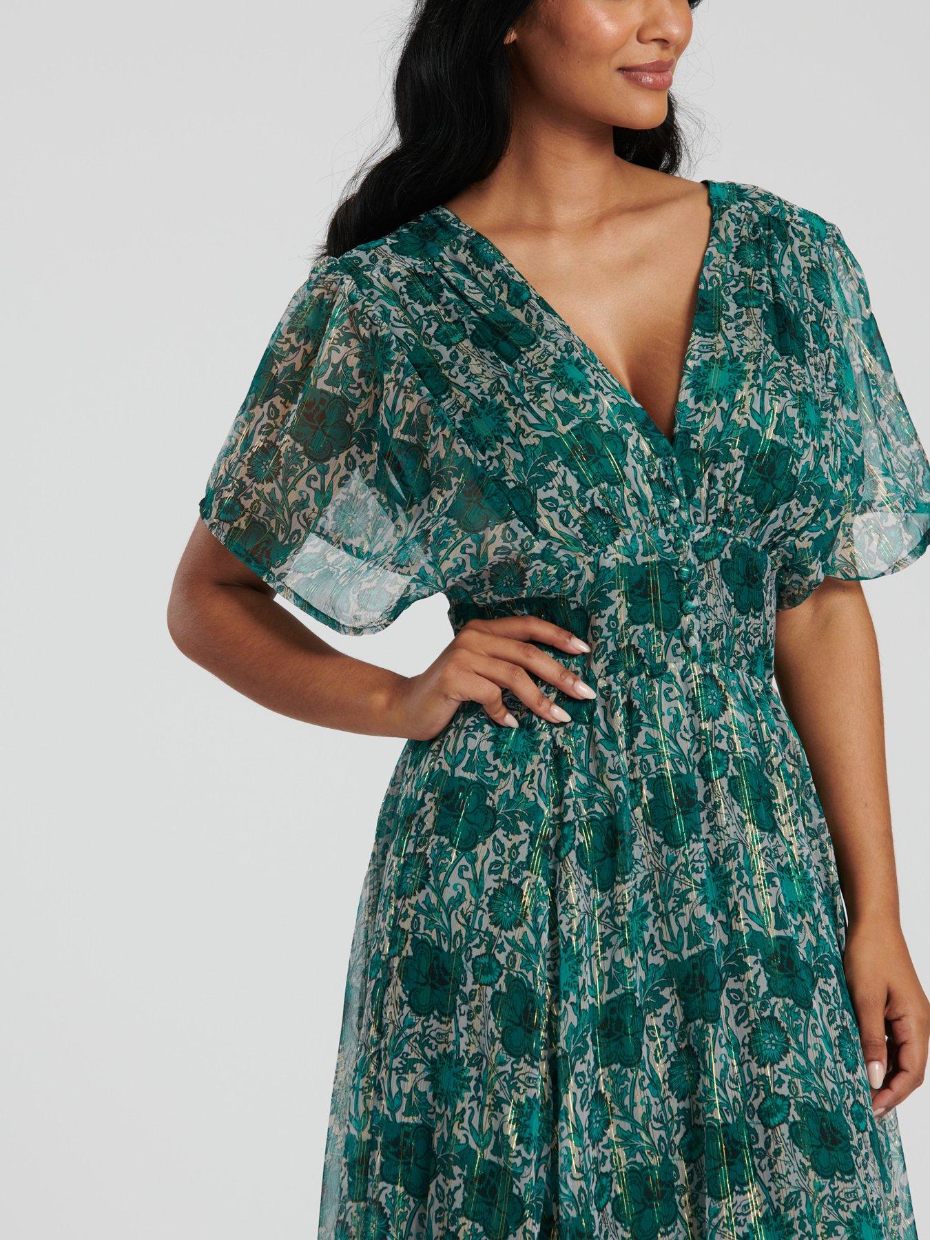 metallic beach dress Melanie Metallic Party Dress Green main image 0