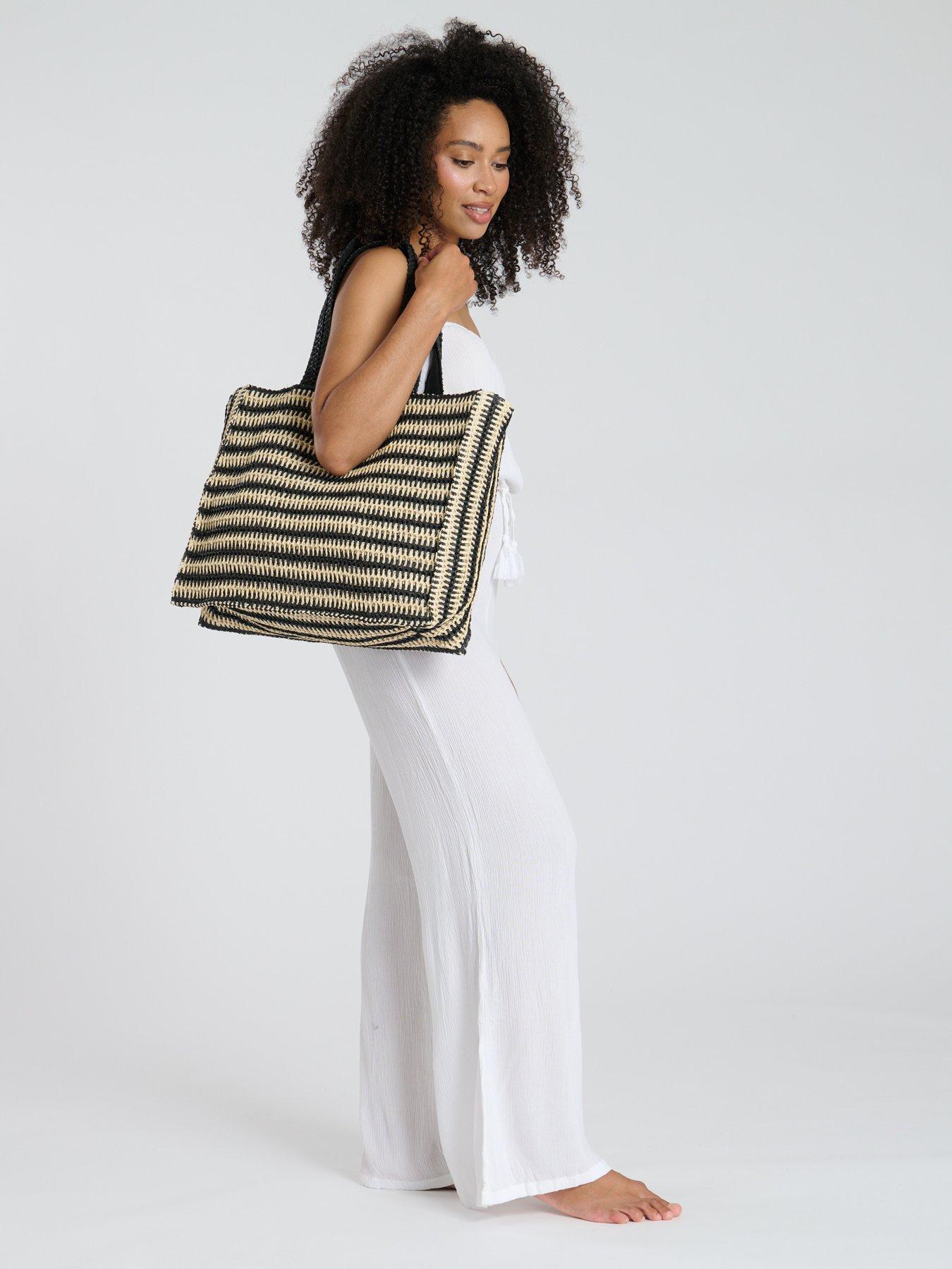  image of south-beach-straw-woven-shoulder-tote-bag