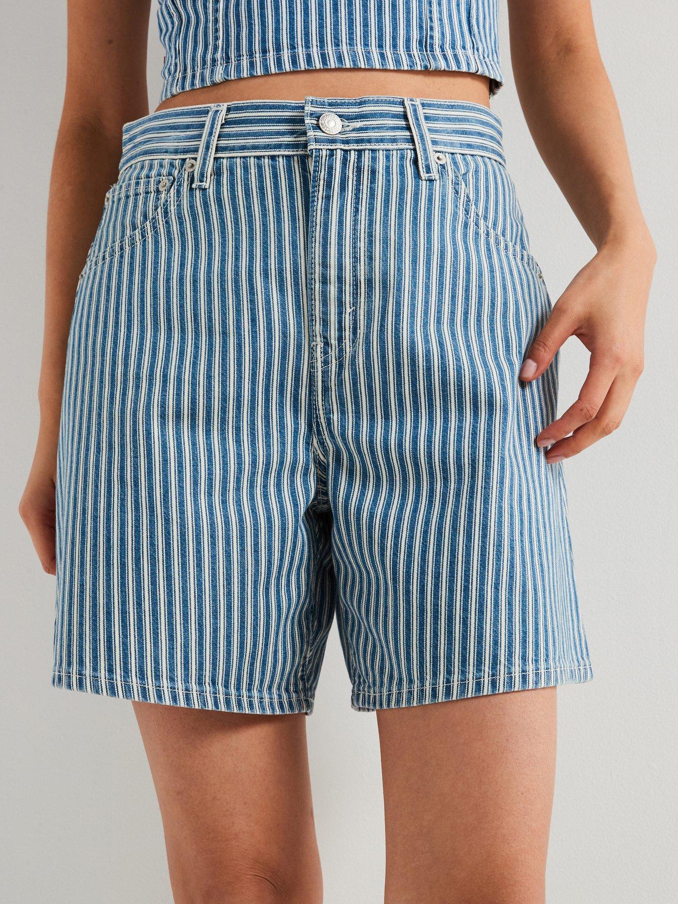 front image of levis-high-rise-baggy-shorts-mischa-stripe-short
