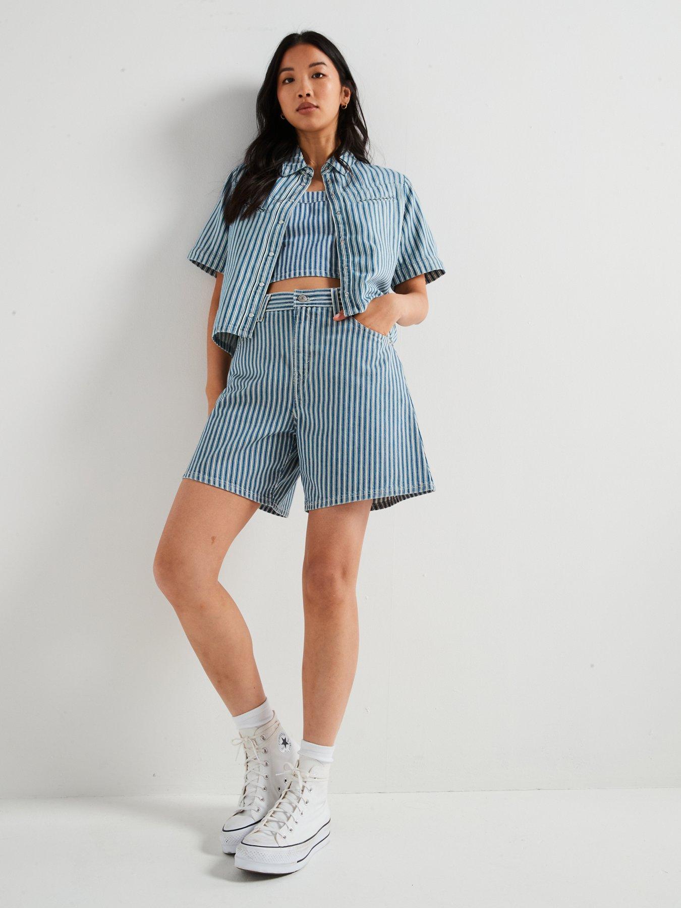  image of levis-high-rise-baggy-shorts-mischa-stripe-short