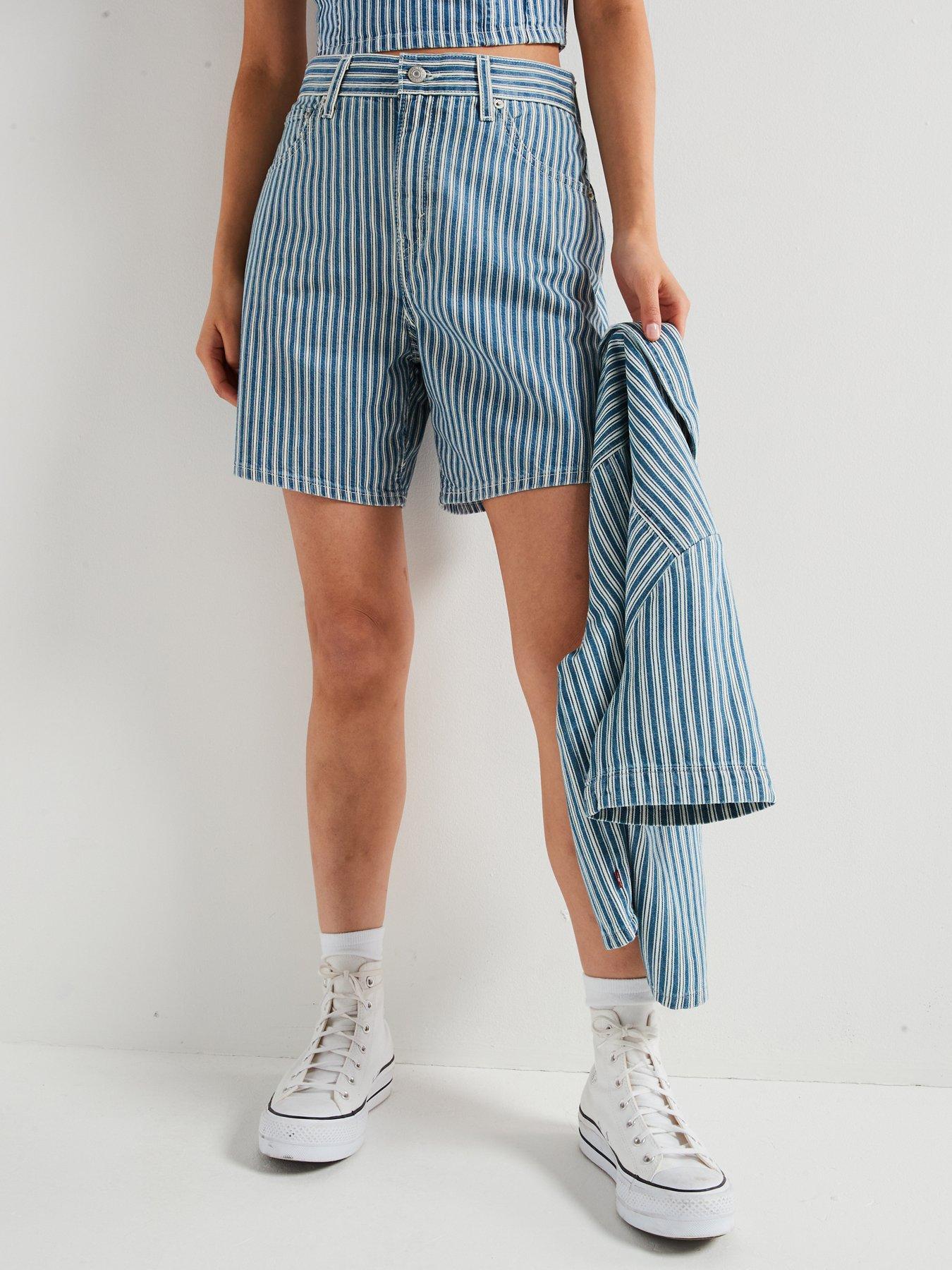  image of levis-high-rise-baggy-shorts-mischa-stripe-short