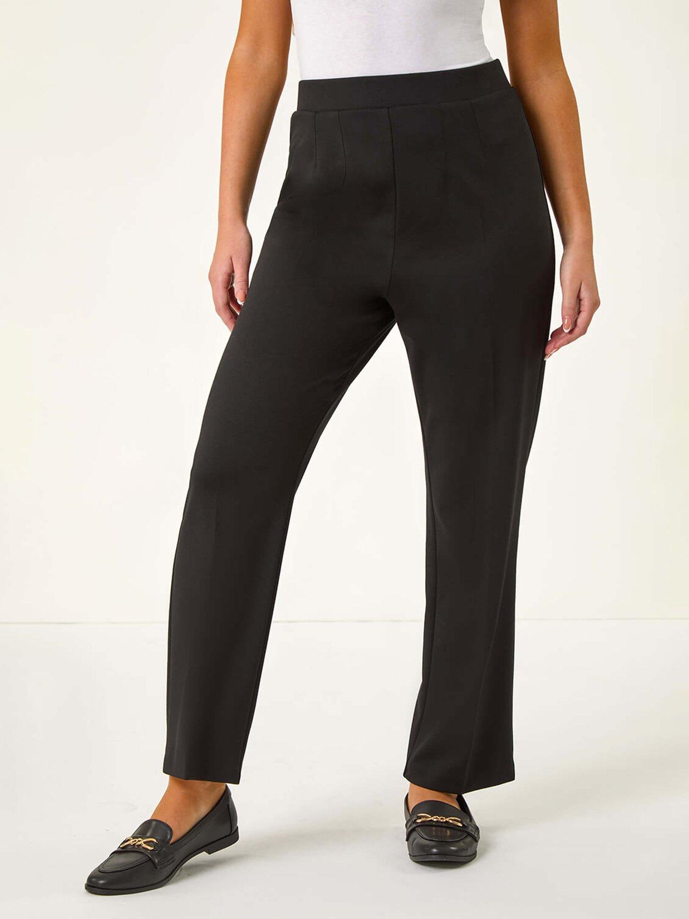 Image 1 of 5 of Roman Petite Straight Leg Ponte Stretch Trouser - Black
